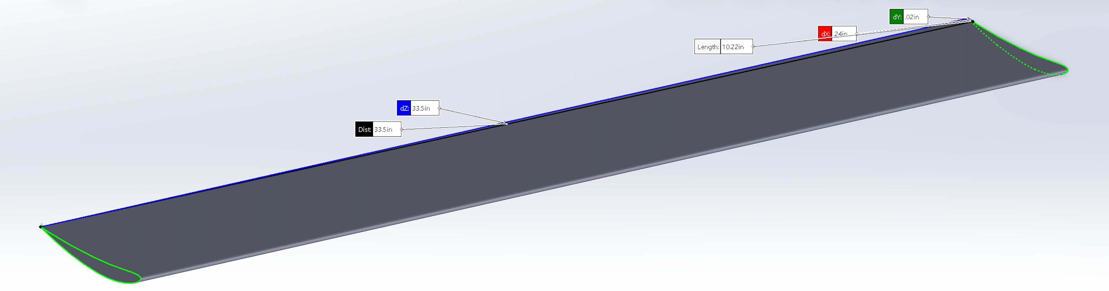 Isometric View of NACA 6412 Airfoil
