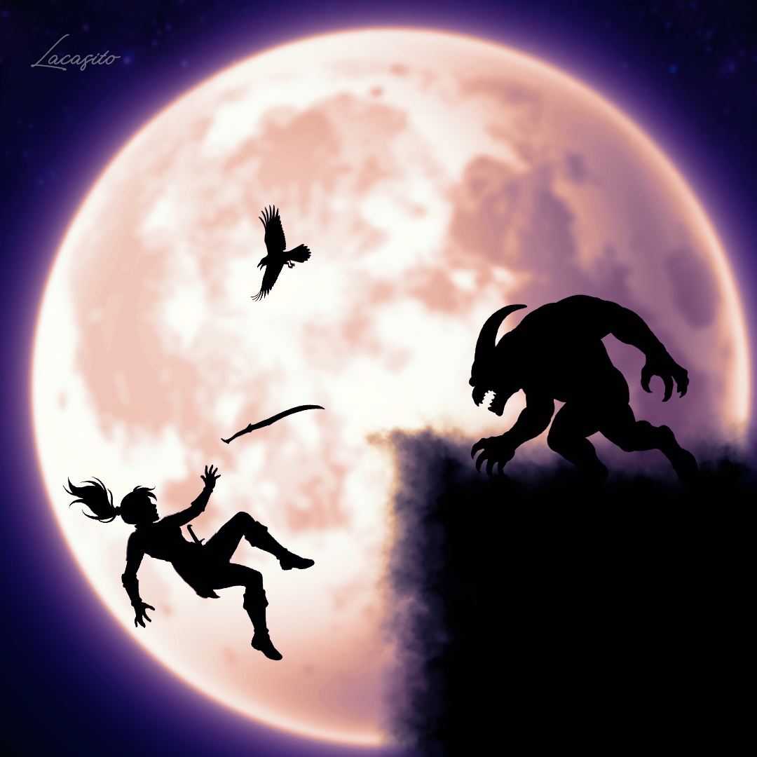 Caída Bajo la Luna Roja