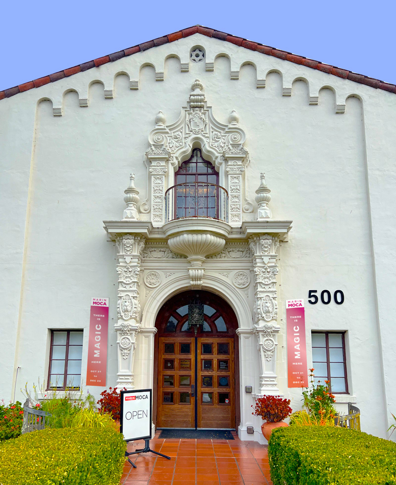 Banners designed for the front of the museum