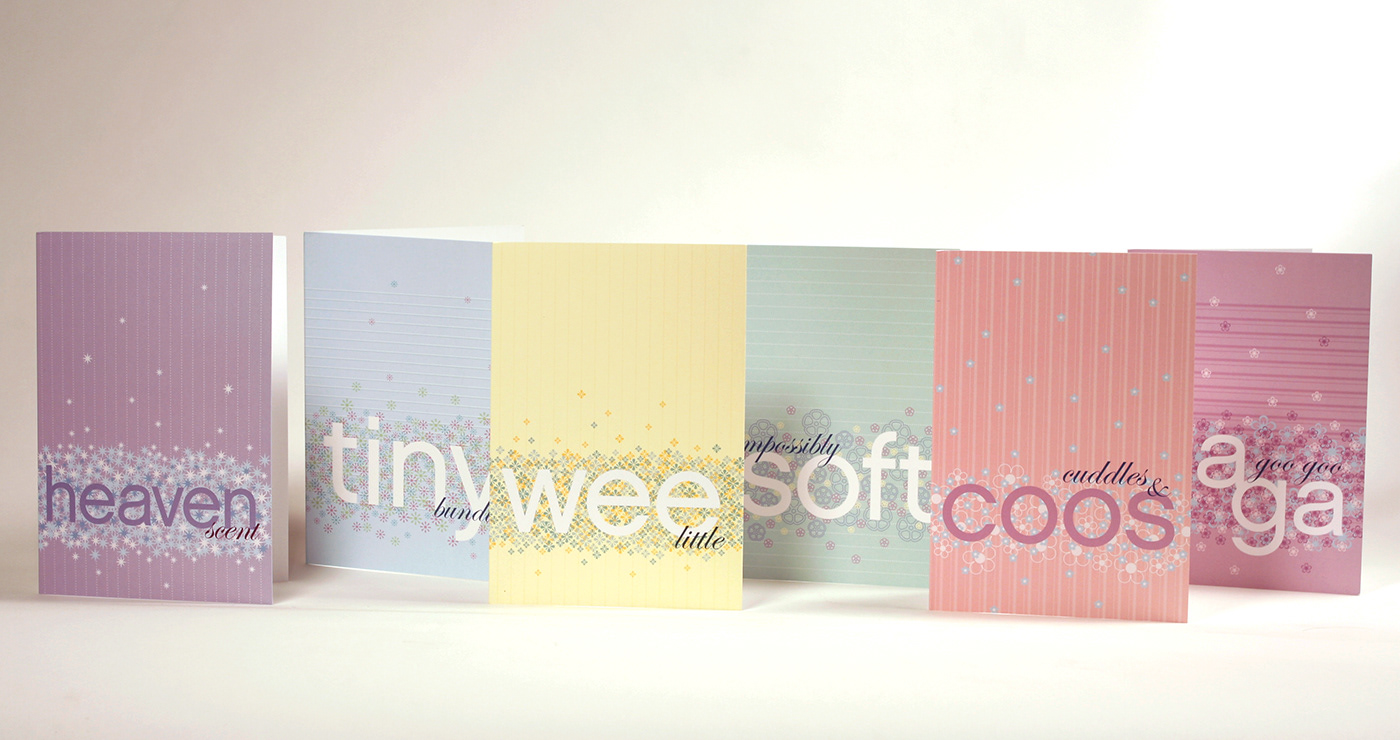 series of pastel baby cards for Handsome Devil Press