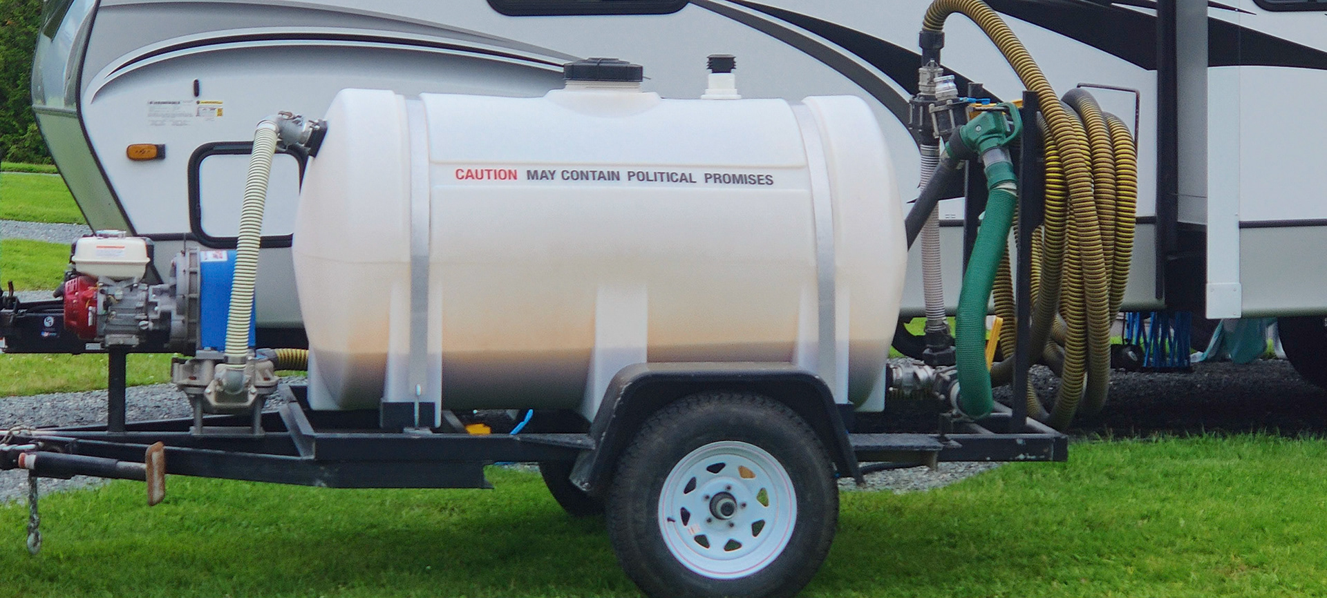 The campground owner shows his sense of humor on the pump out rig