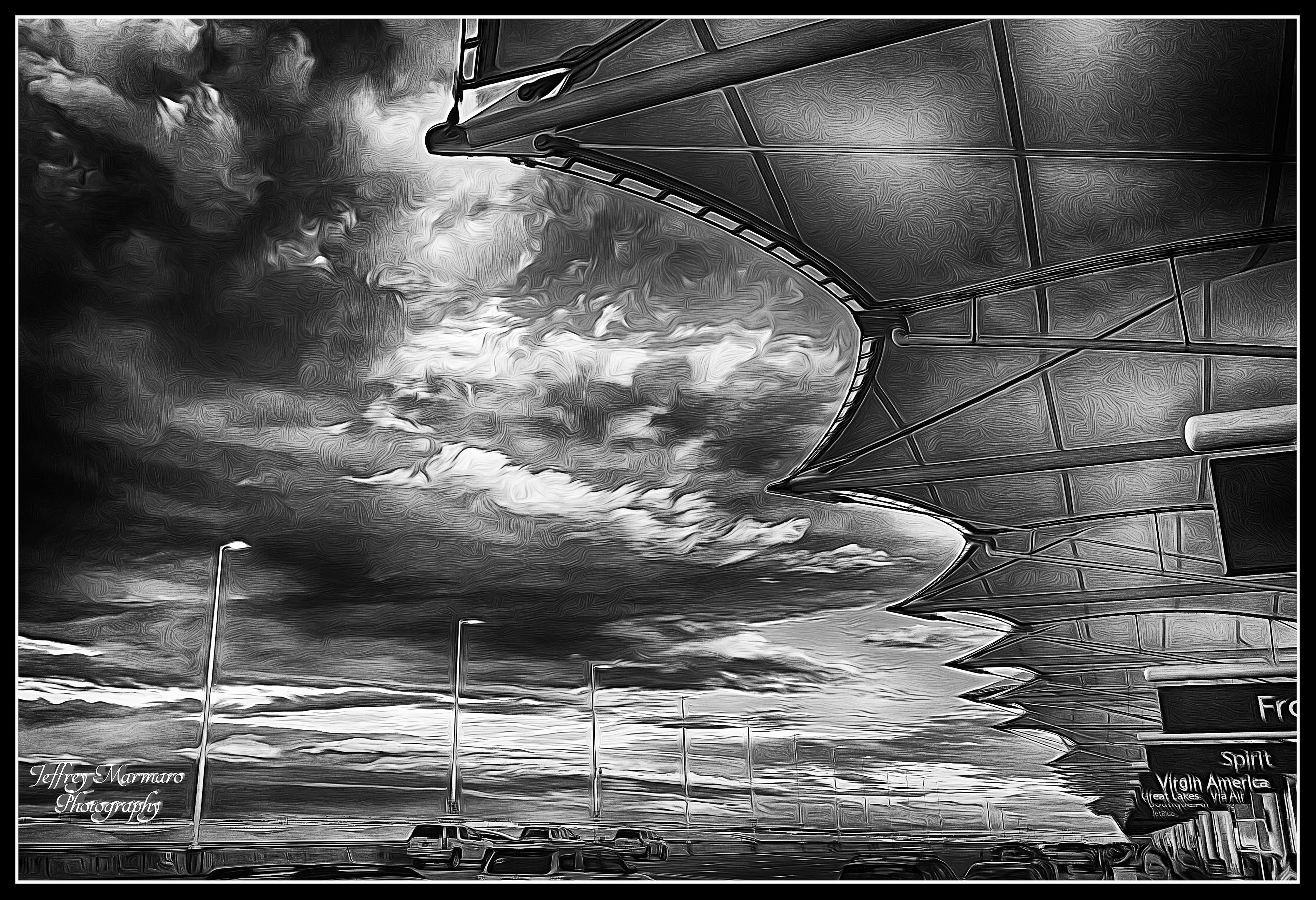 End of Day at DIA - mono