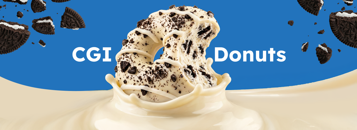 Photorealistic donut CGI render, high-end food visualization