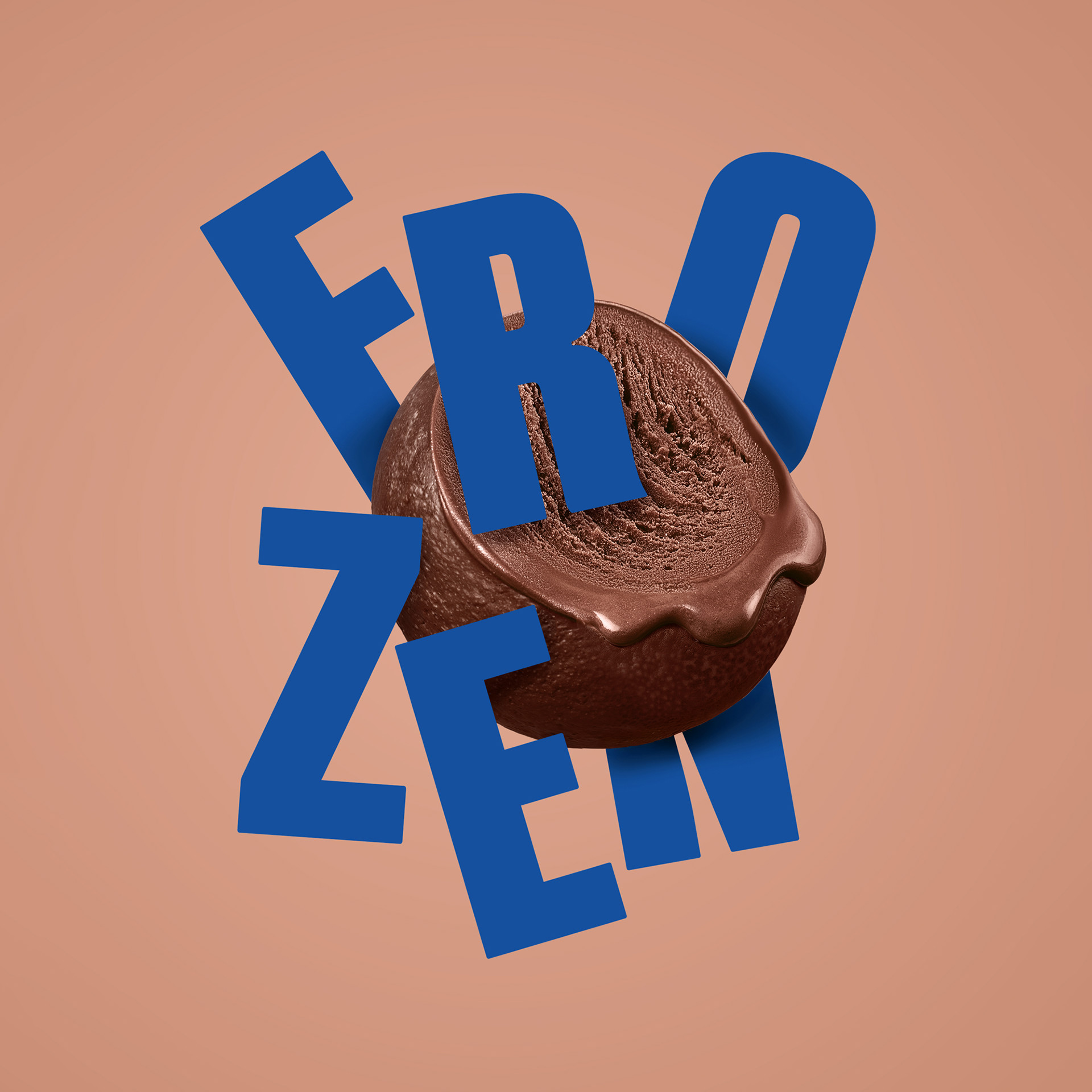 Photorealistic CGI ice cream balls, smooth chocolate shell, creamy filling visible, sharp micro details, soft studio lighting, clean background, premium food render.