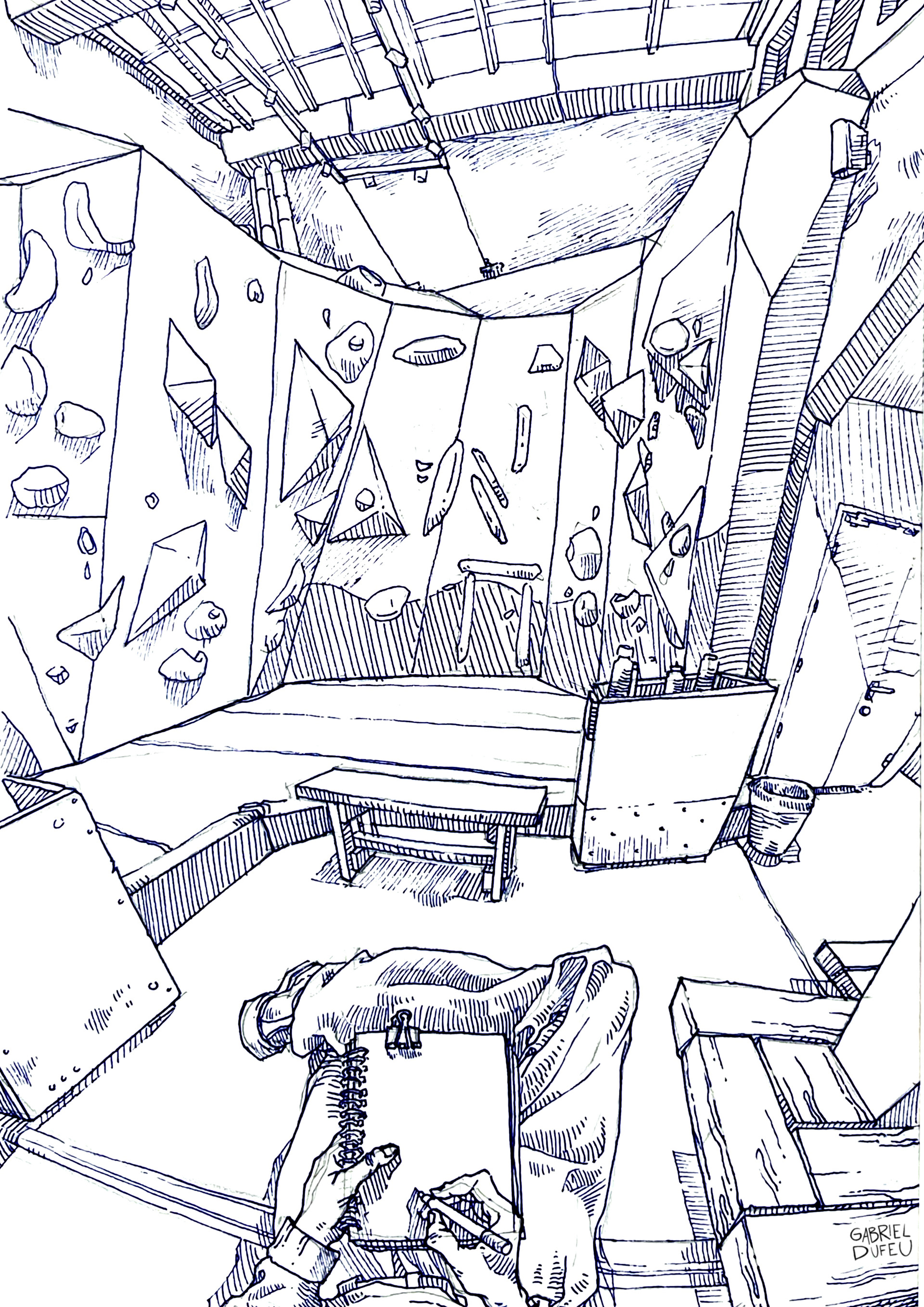 Dessin d'observation à The Roof Rennes, Encre, 2025 