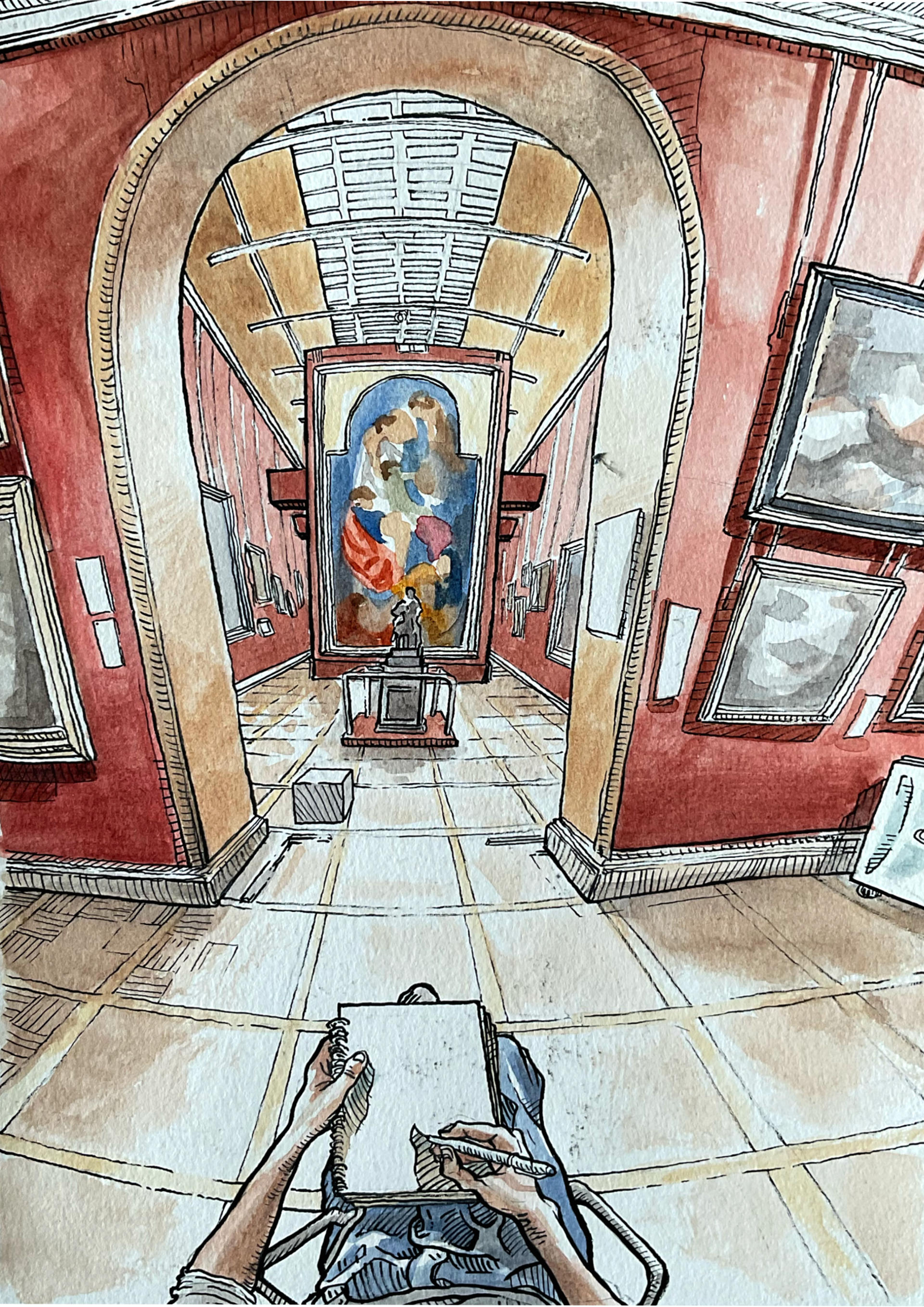 Musée des Beaux-Arts de Rennes   Projet personnel,  Aquarelle et encre de Chine,  2025