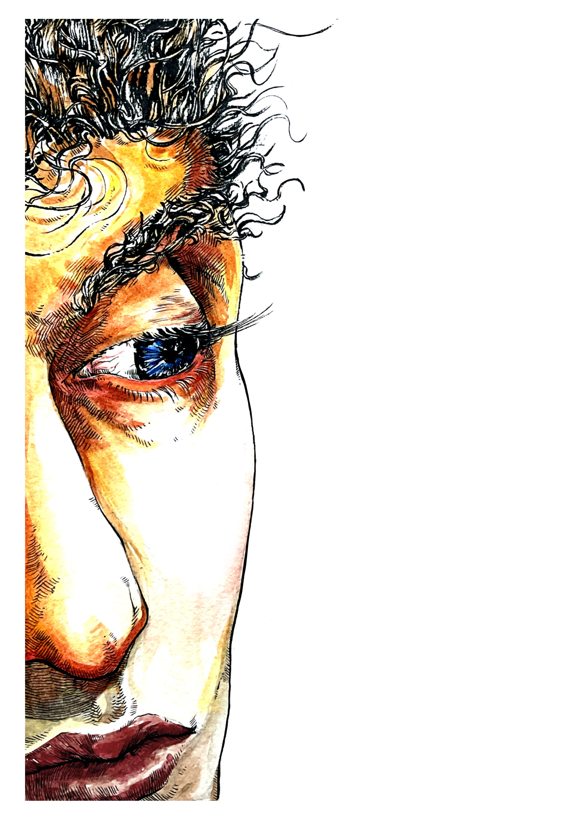 Revoir  Projet personnel,  Aquarelle et encre de Chine,  2025