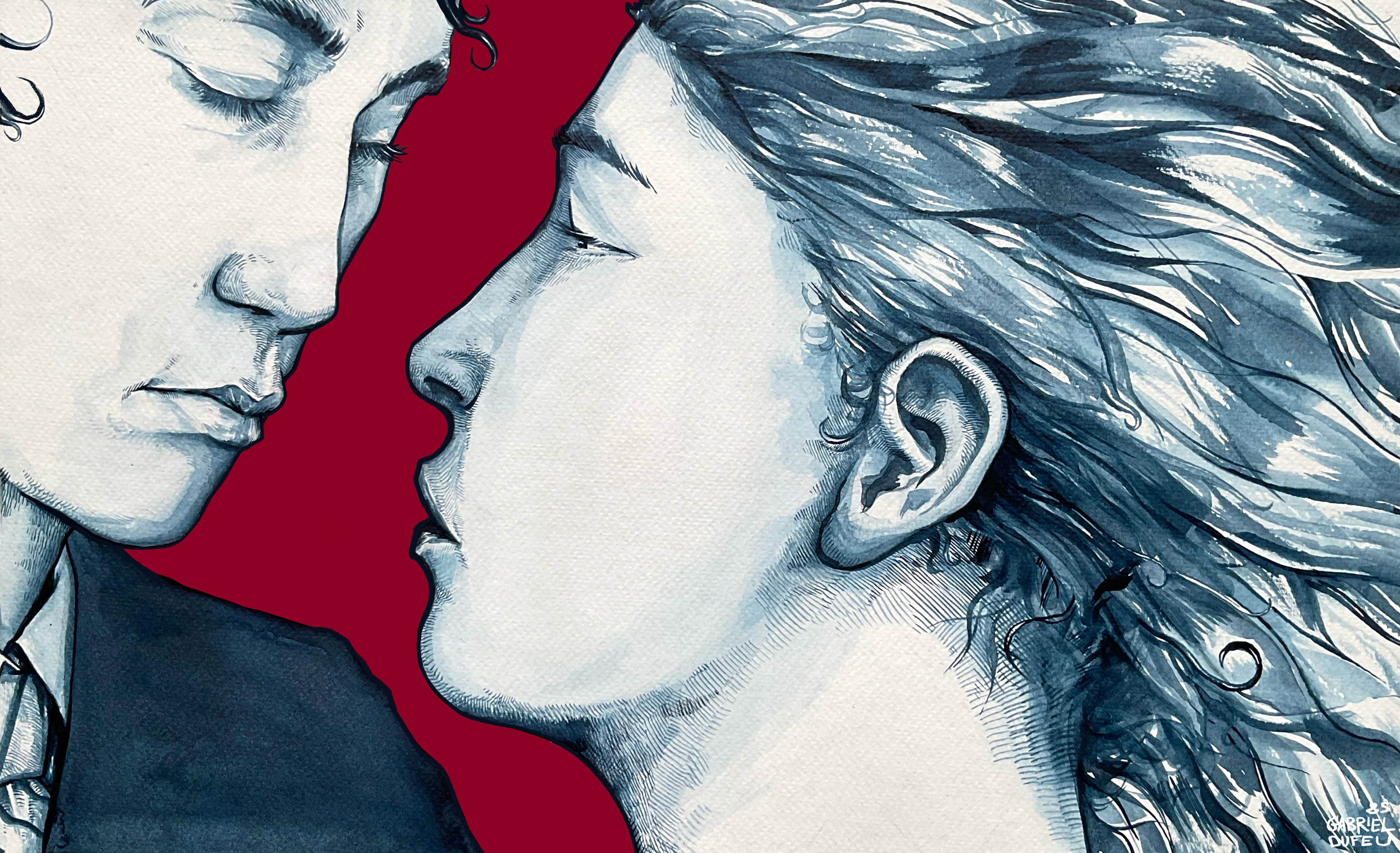 Murakami   Projet personnel,  Aquarelle et encre de Chine,  2025