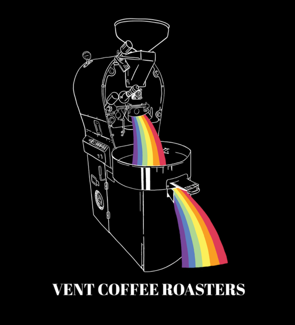 This illustration of the Deidrich roaster with Pride elements went on to be a sticker and T-shirt design for the shop.
