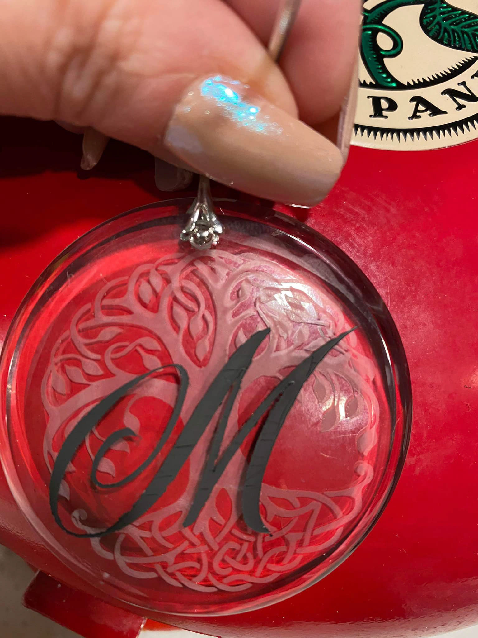 etched and vinyl monogram 