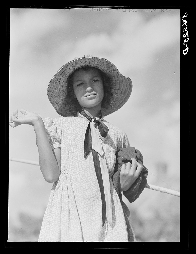 "Melrose, Natchitoches Parish, Louisiana. Daughter of mulatto family returning home after fishing in the Cane River" c. 1940  Original image from @librarycongress