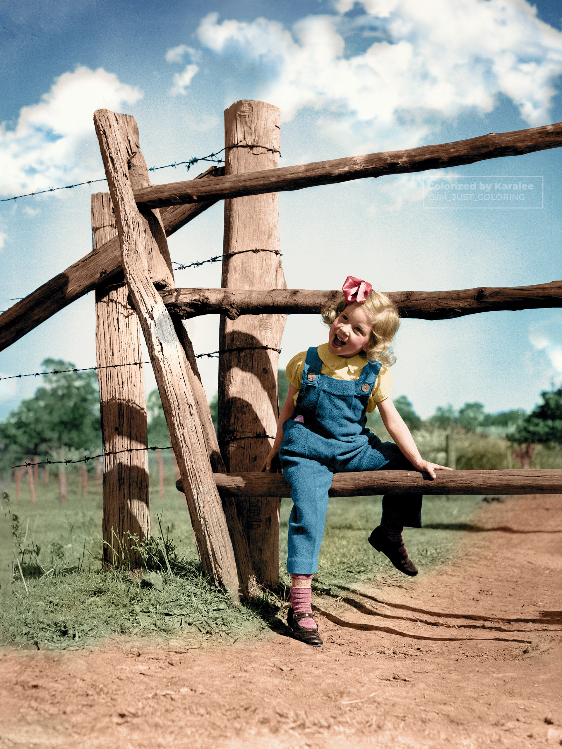 "Country series. Miss Tonkin and little girl [woman and child on farm]" c. 3 September 1937  Original image from The State Library of New South Wales