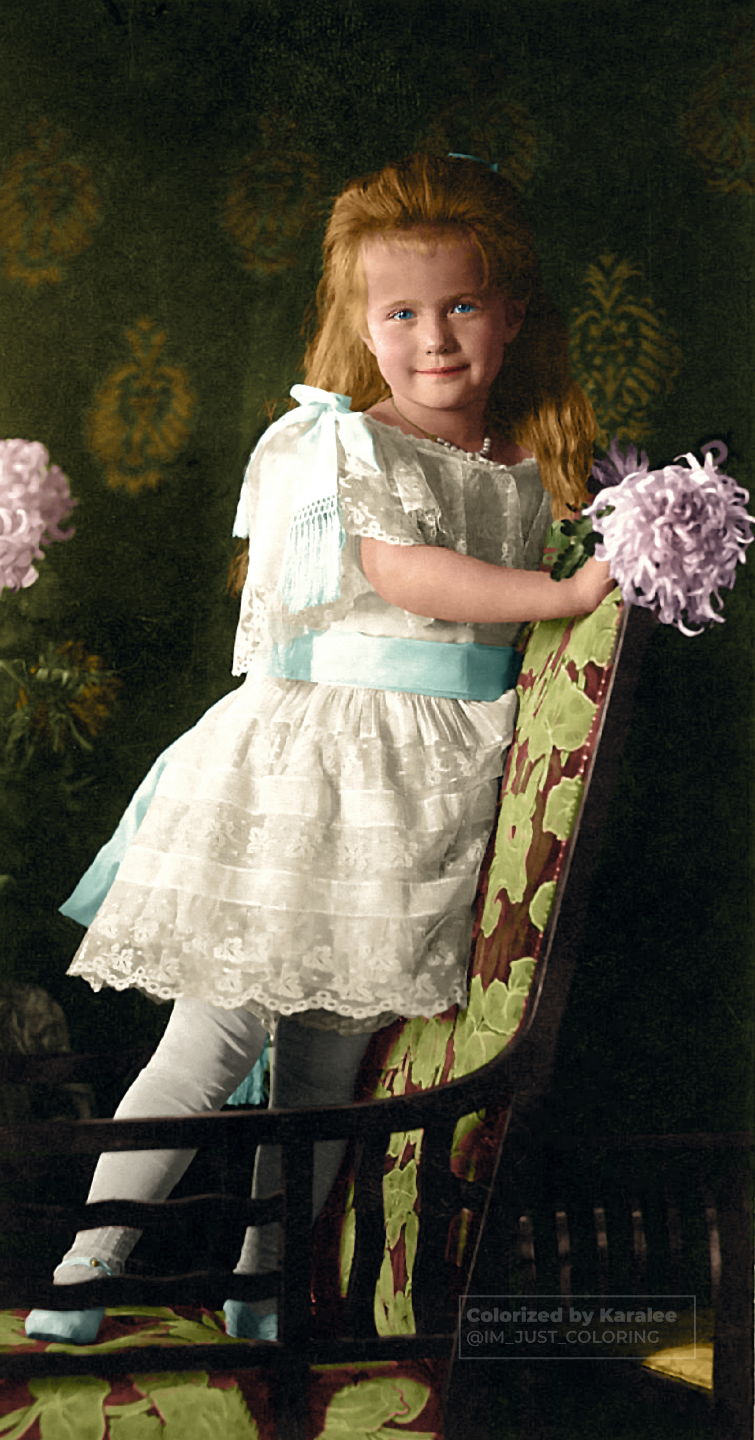 Grand Duchess Anastasia Nikolaevna, 1906.  Original from RomanovEmpire.org