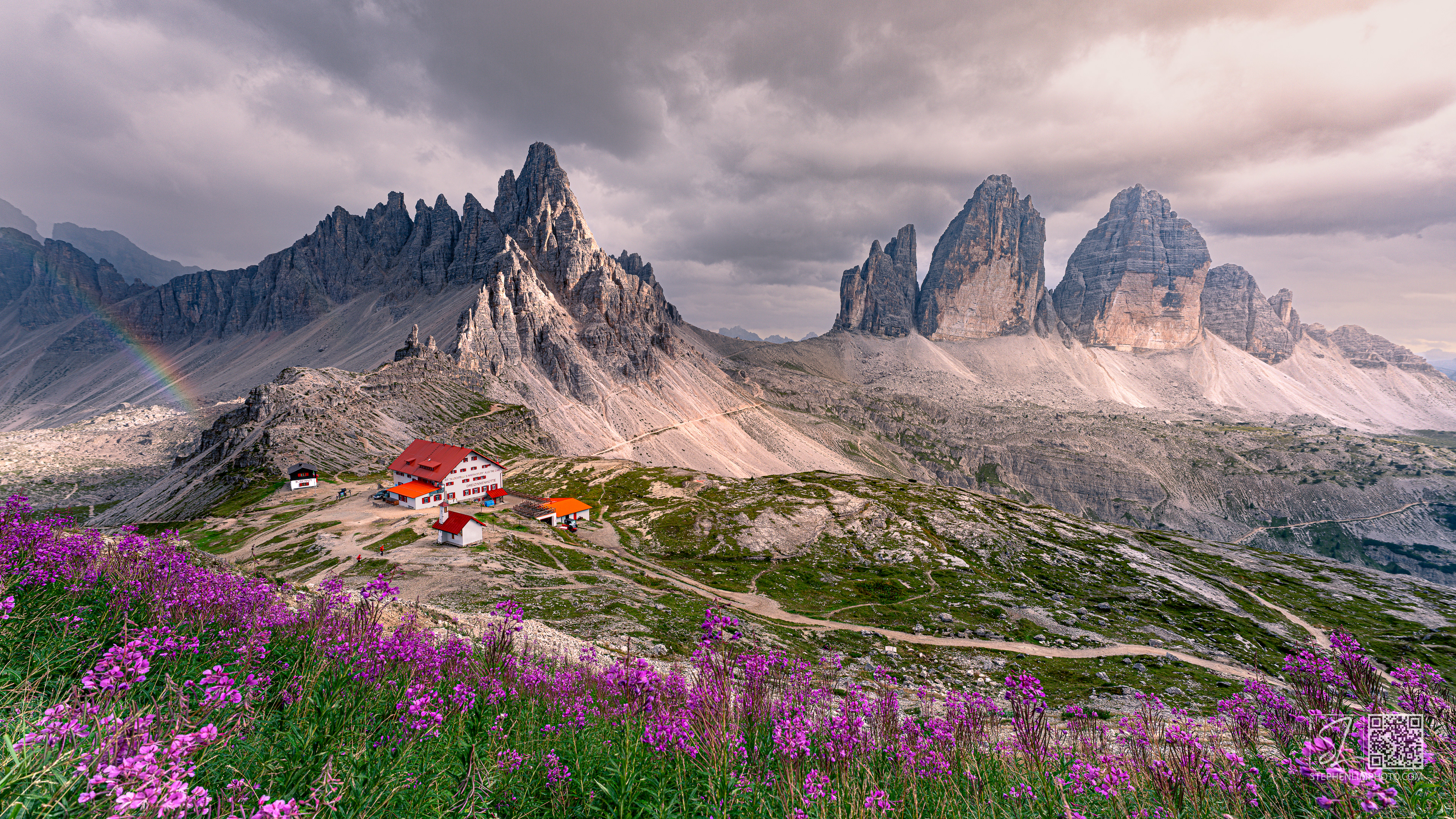 The last light waves over Tre Cime in the Dolomites