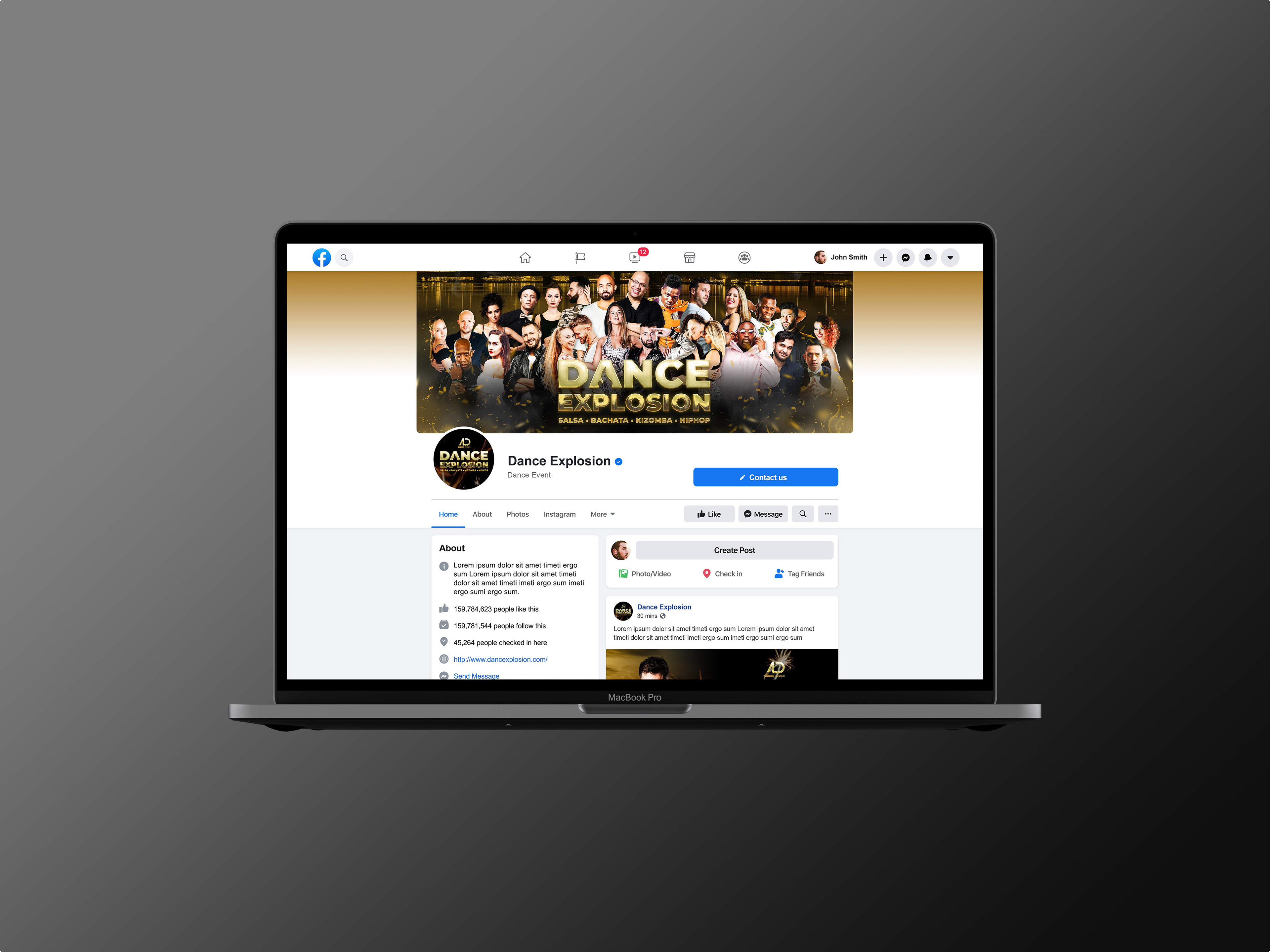 A mockup of how the Facebook event page would look like