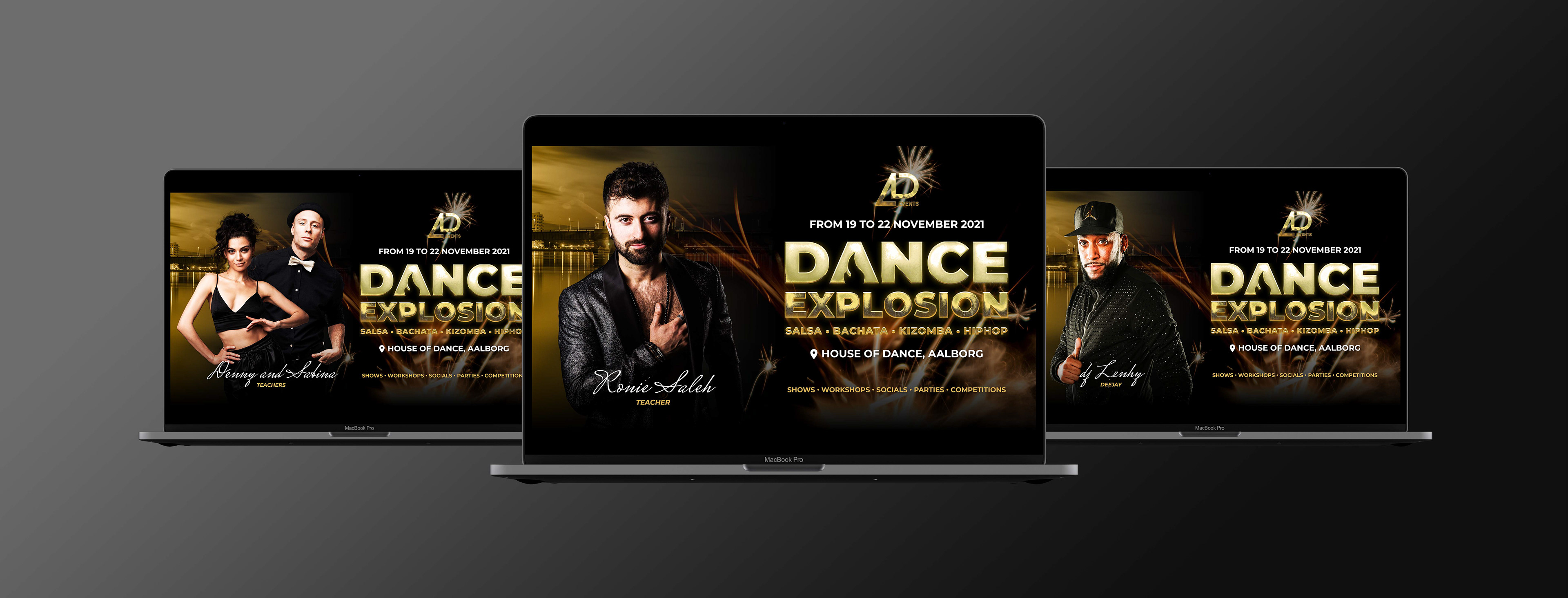 A series of Social Media Banners, featuring different artists from the event