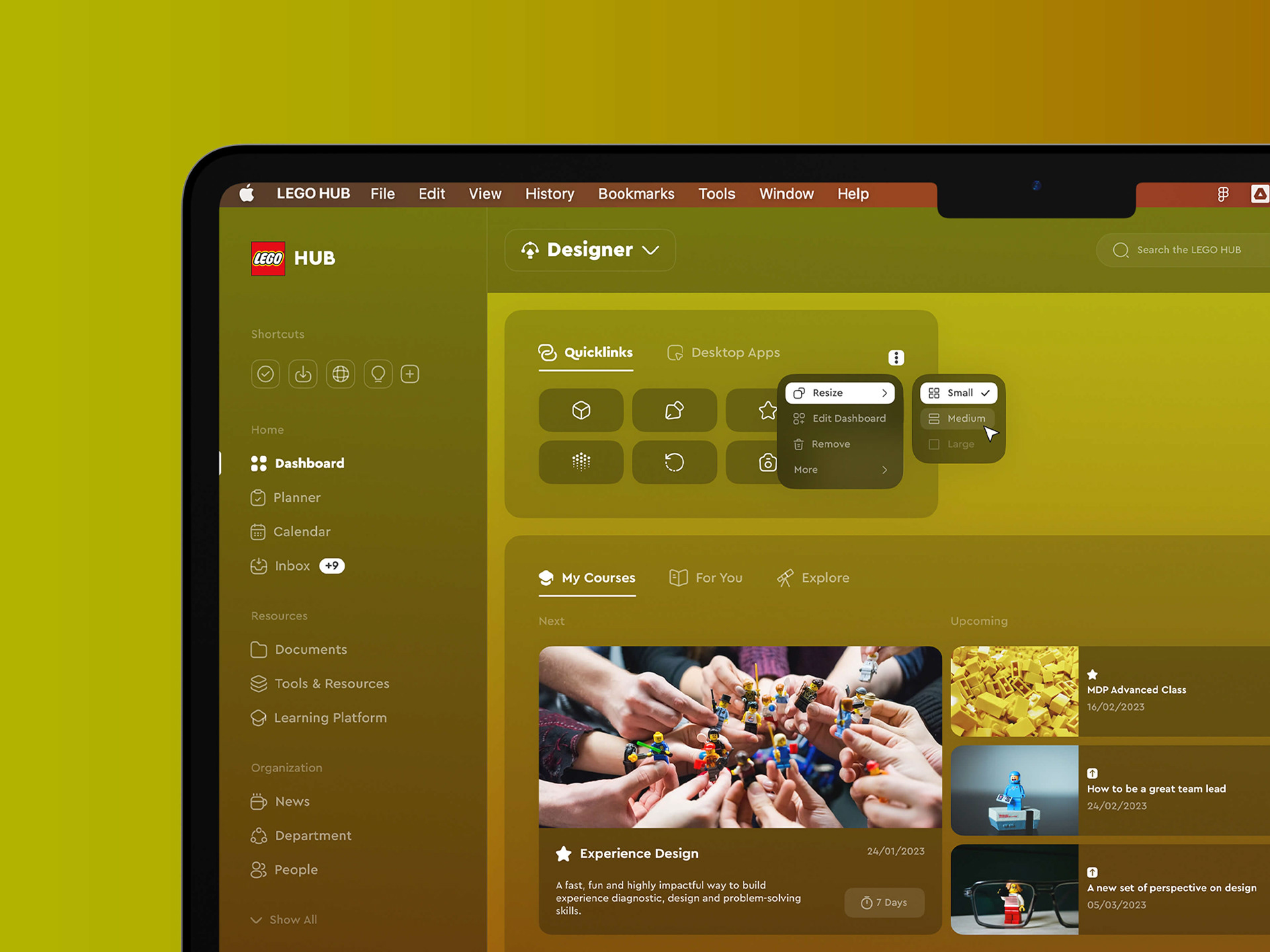 Customize the dashboard easily through the content cards