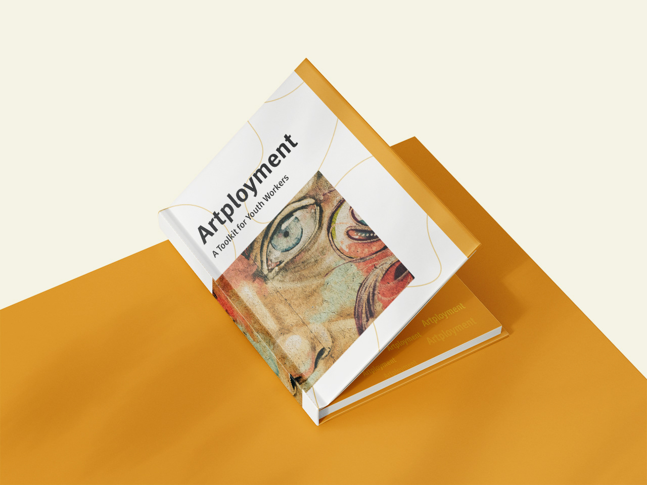 The inside of the covers reveals a collage of the logo