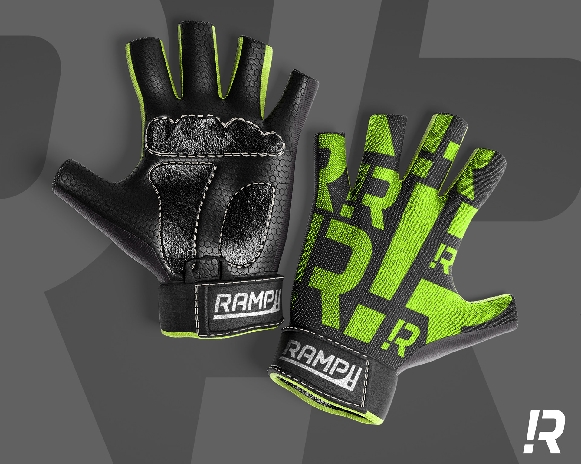 Biking gloves with an exciting pattern design, including the mian logo