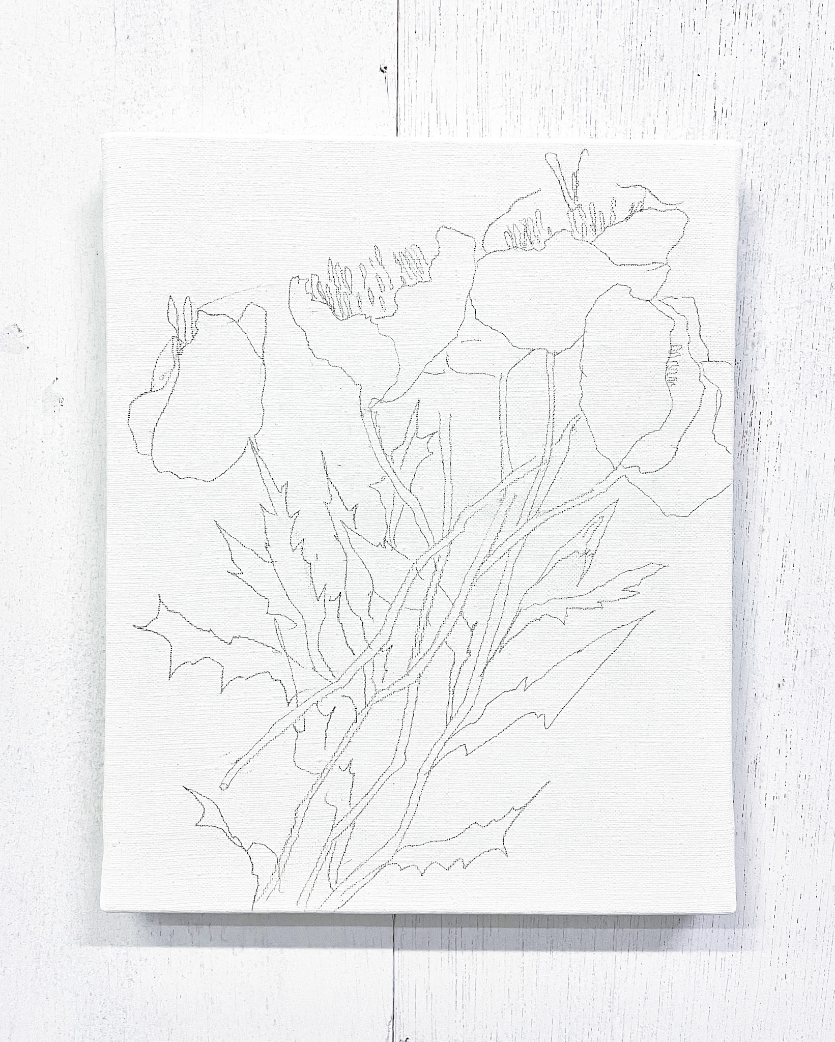 drawing on canvas 26 / Acrylic paint, pencil, pen and charcoal on canvas. 273×190×20 mm / 2022