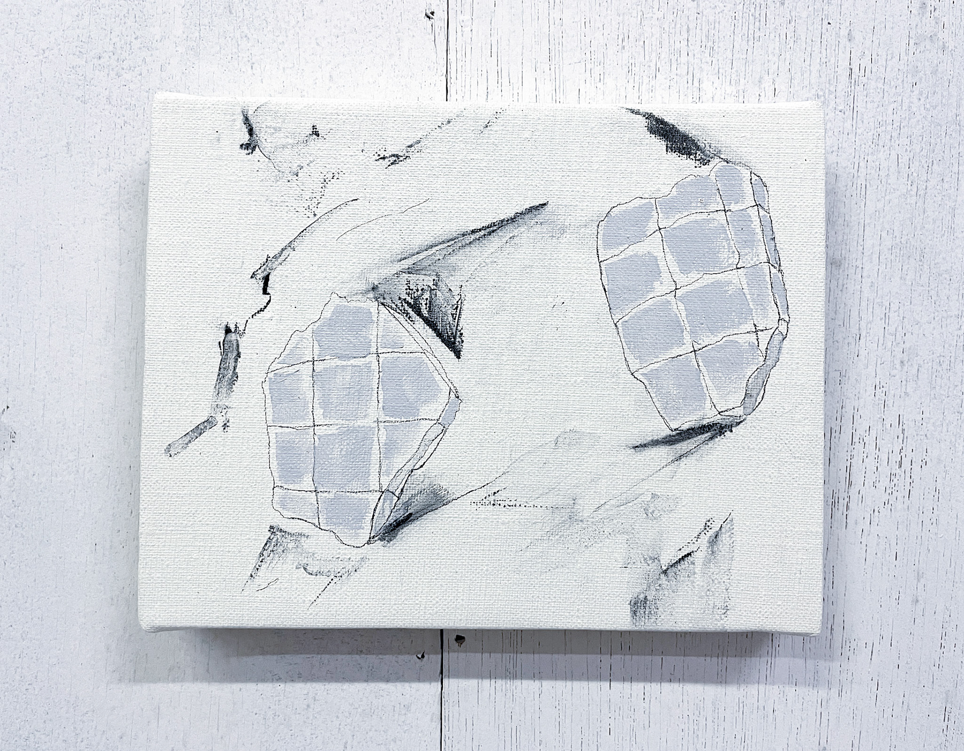 drawing on canvas 04 / Acrylic paint, pencil, pen and charcoal on canvas. 140×180×20 mm / 2022