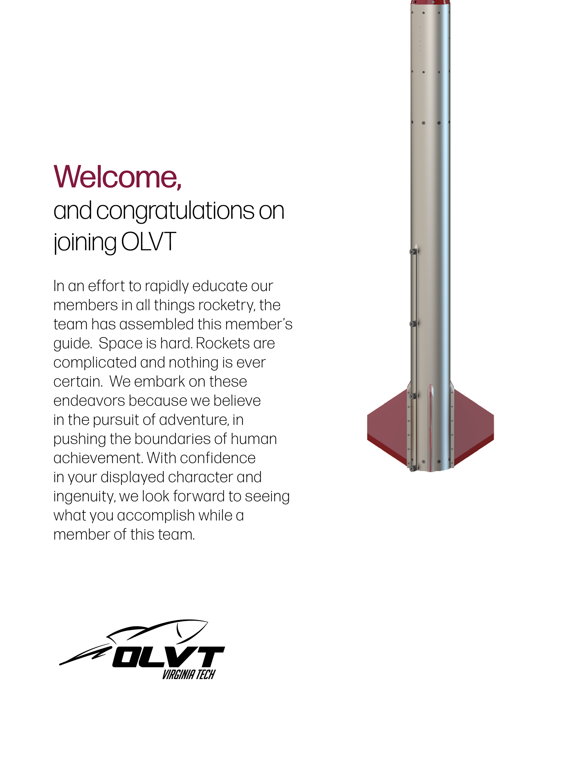 Orbital Launch Vehicle Team at Virginia Tech Rocket Science textbook back cover