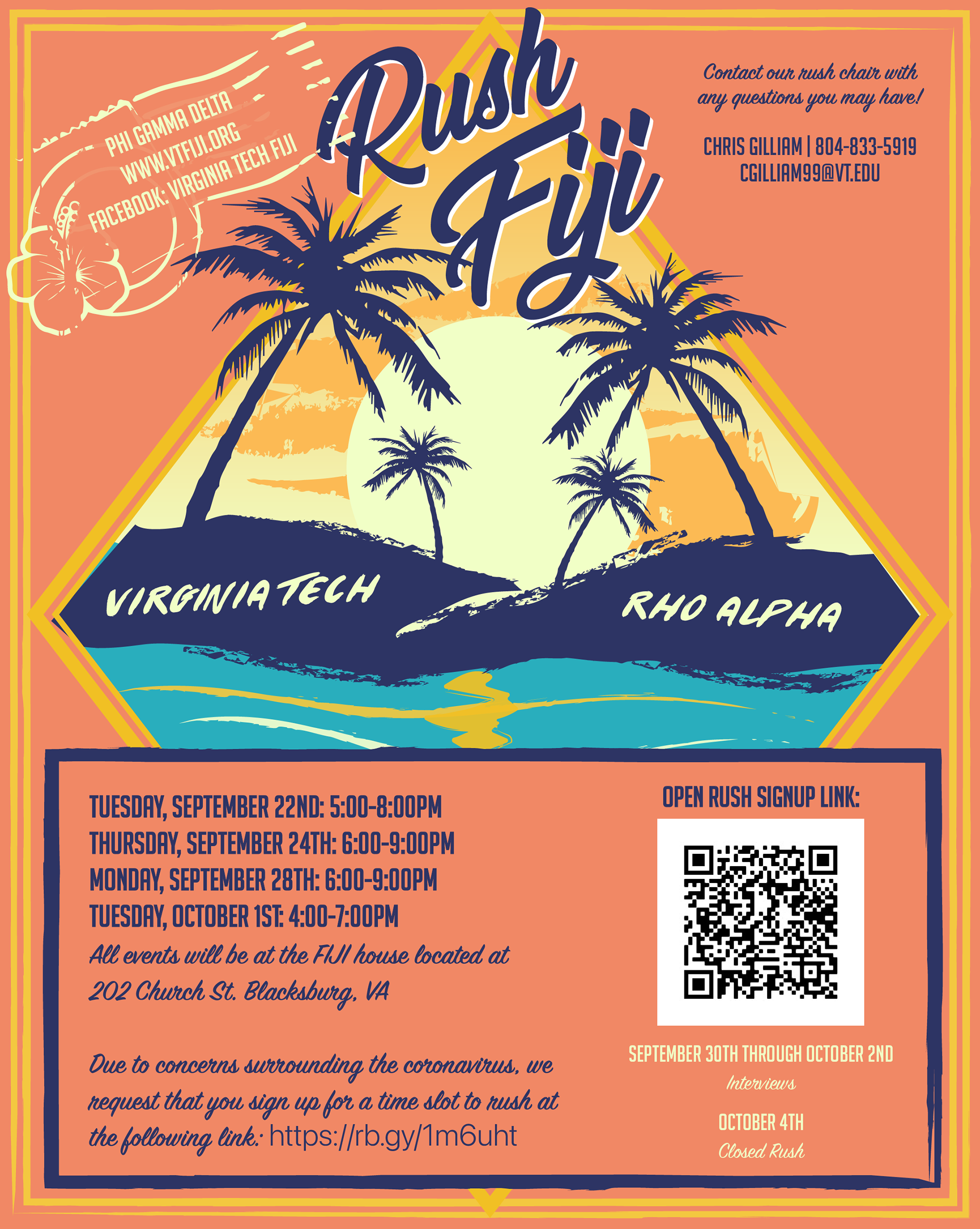 FIJI Fraternity Rush Promotional and Schedule