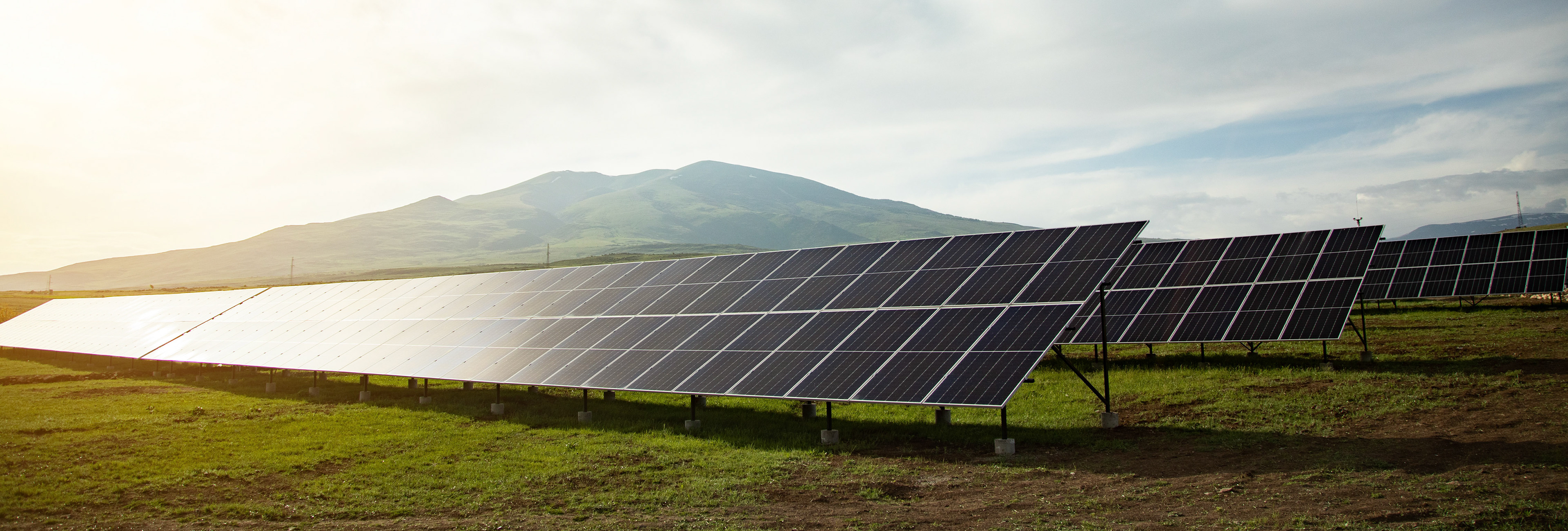 Solar panels with blue sky in sunny day