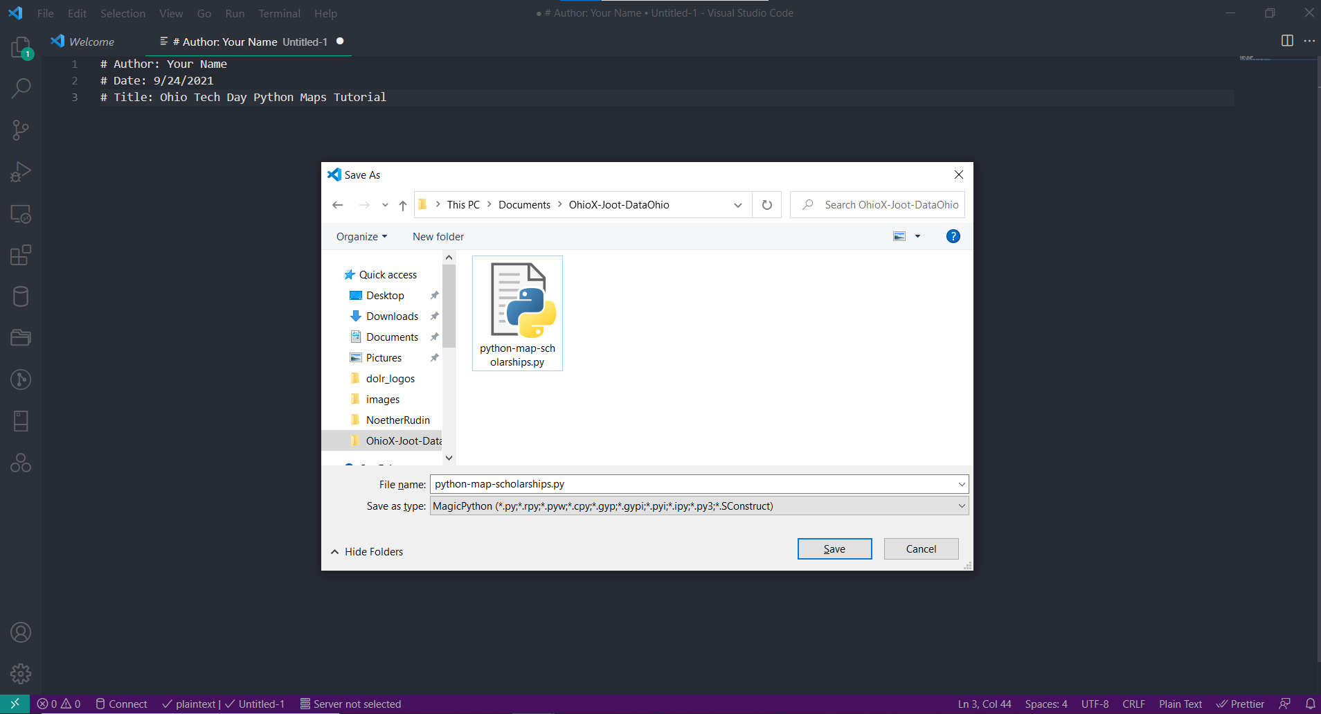 Save your Python script