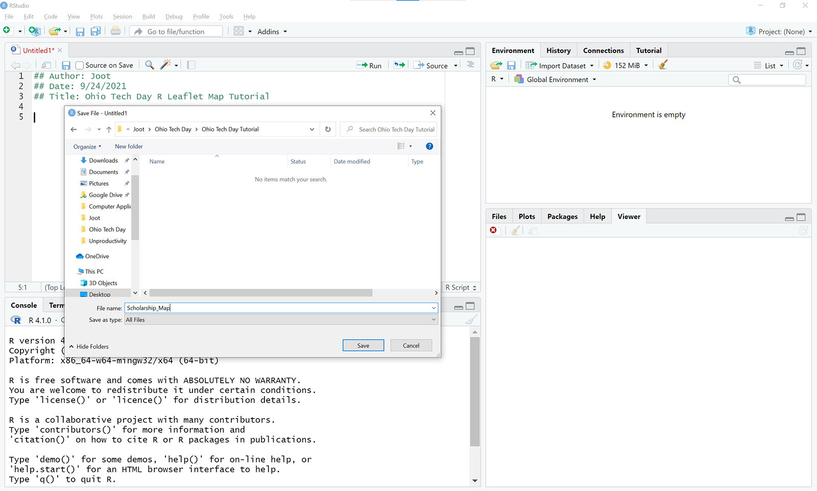Save your R script