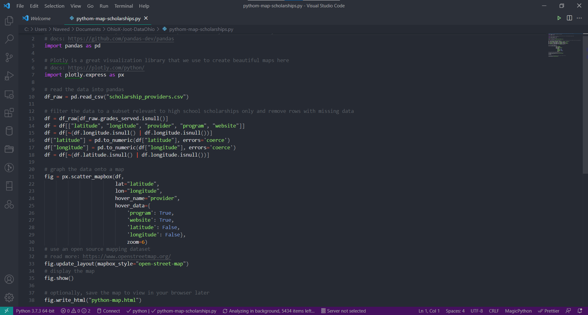 Ohio Tech Day Python tutorial code