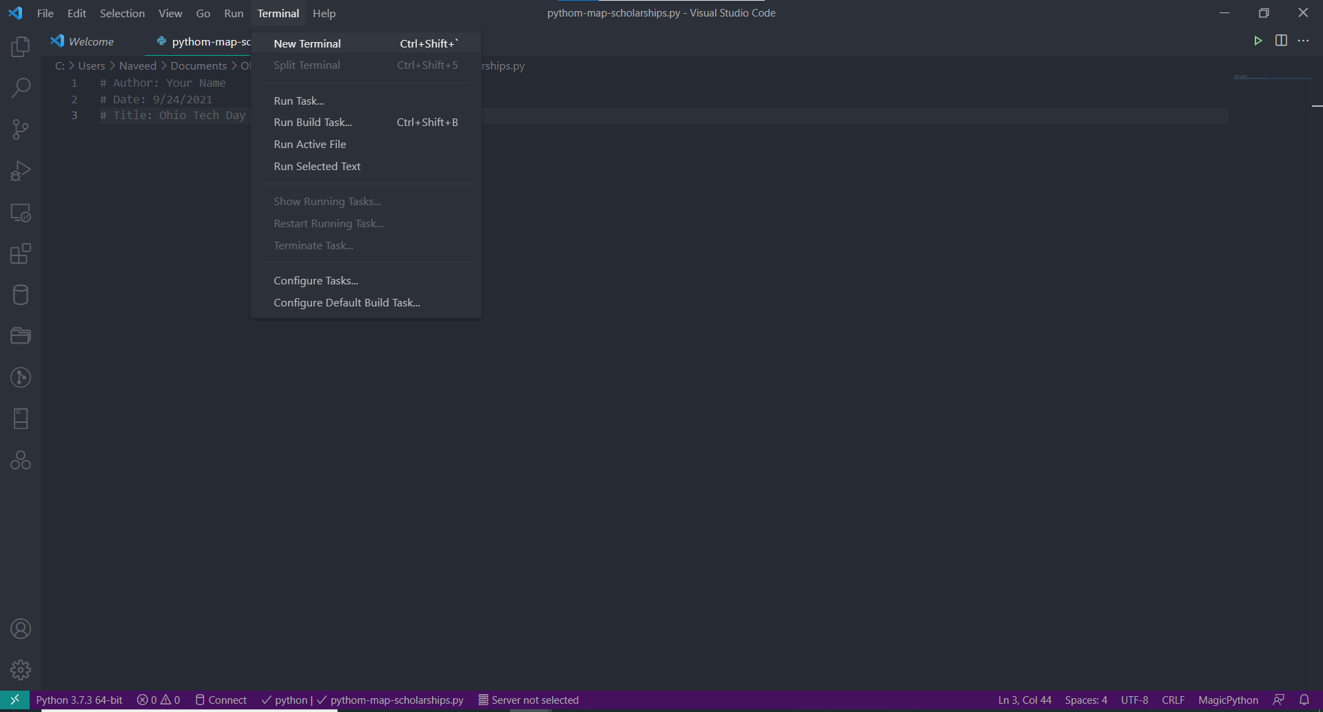 Open a terminal window