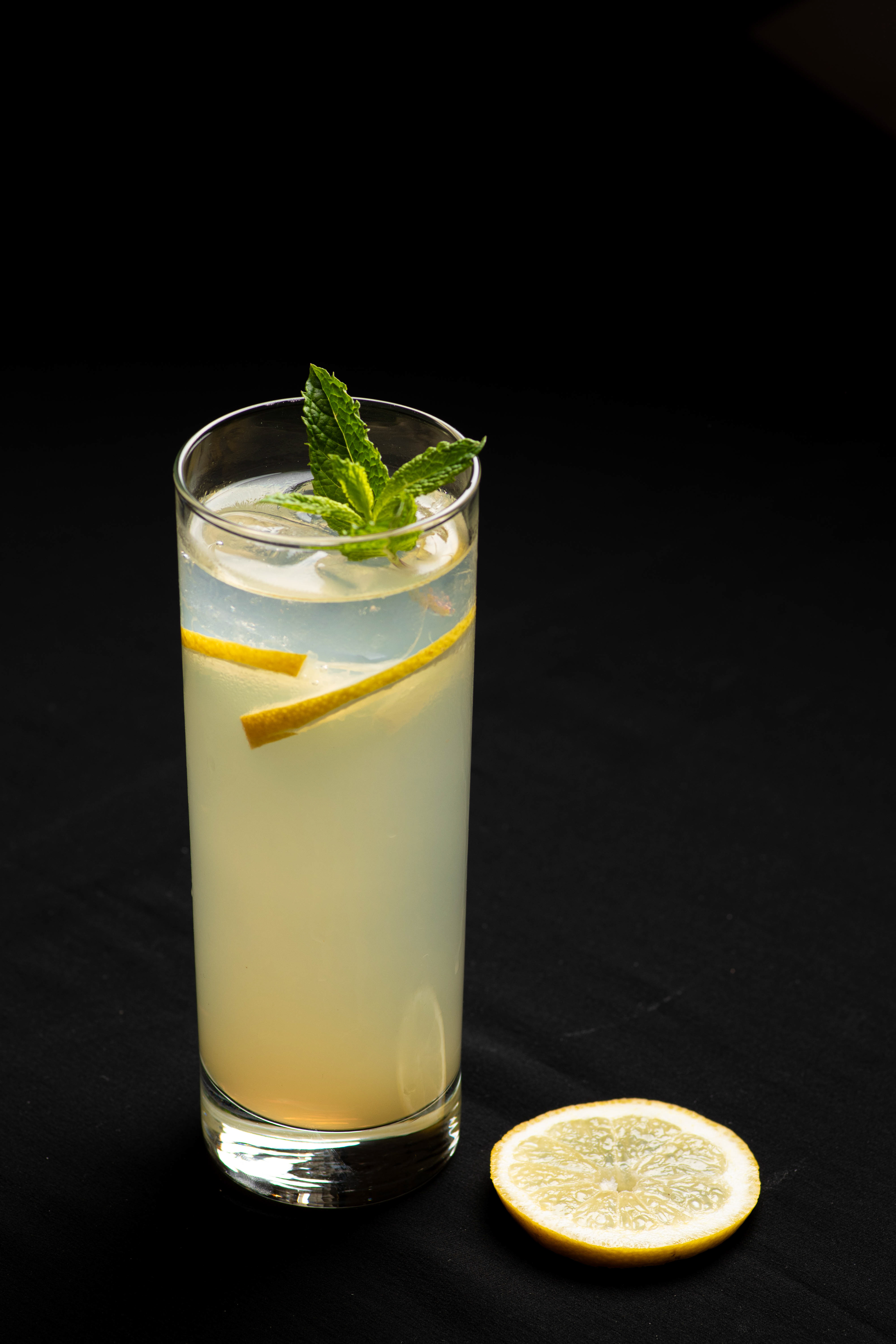 lemonade on black background