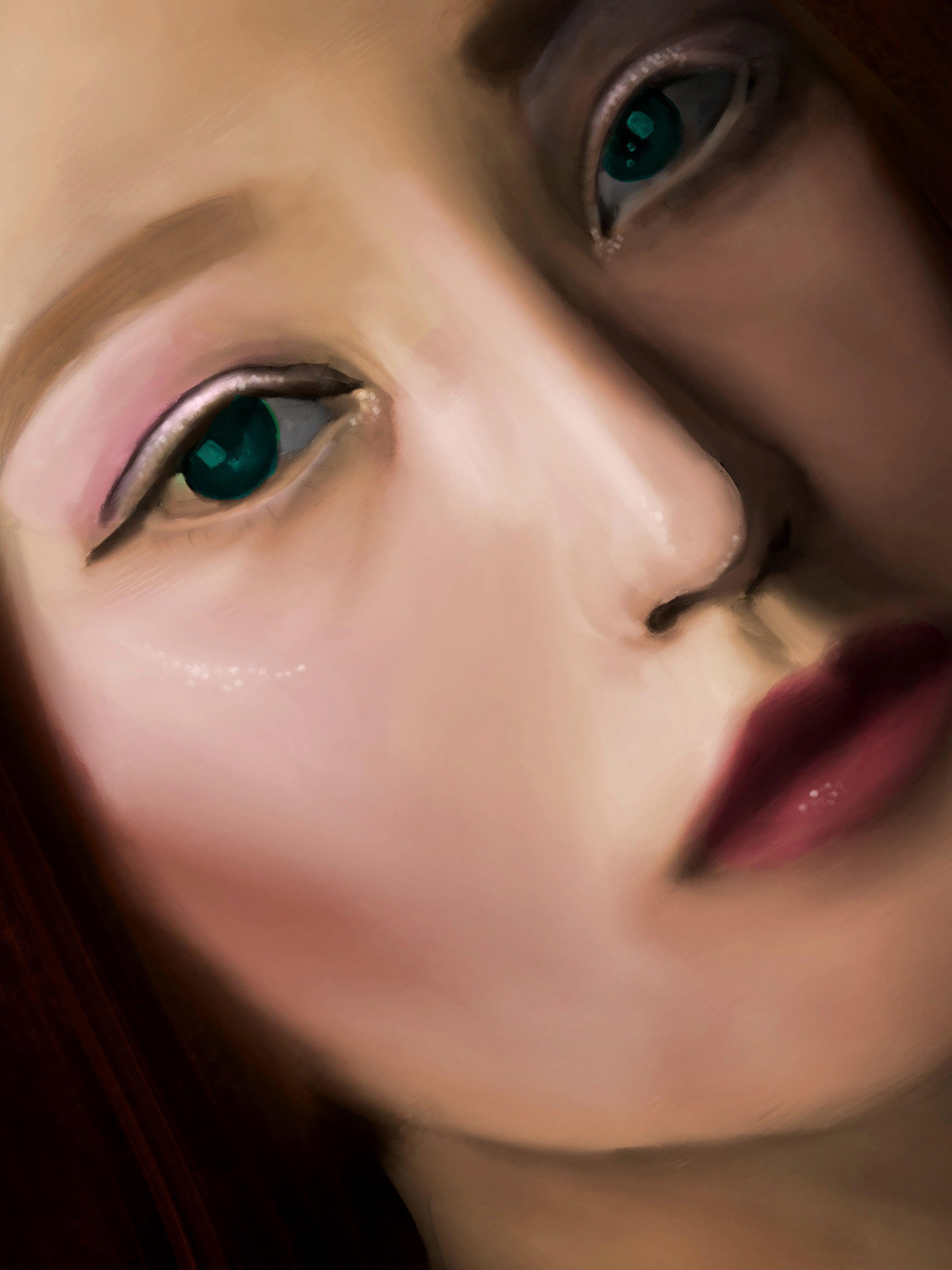 Portrait of a woman with sparkly makeup.