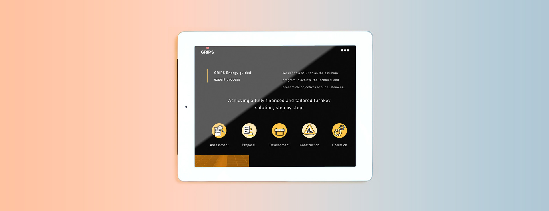 Screenshot Webseite mit Icons auf iPad
