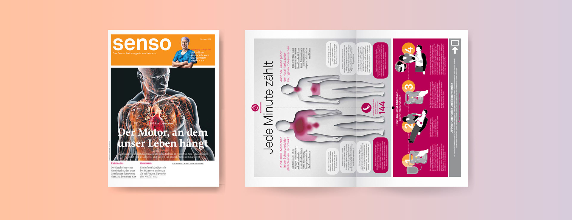 Magazincover und Wissensposter Herzinfarkt
