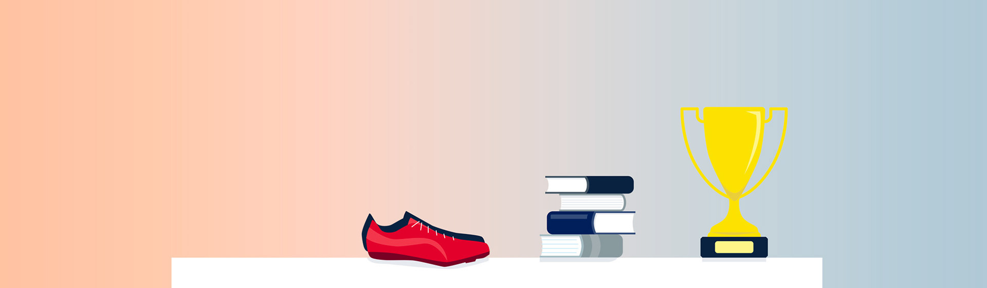 Vektor-Illustration Sportschuhe, Bücher, Pokal