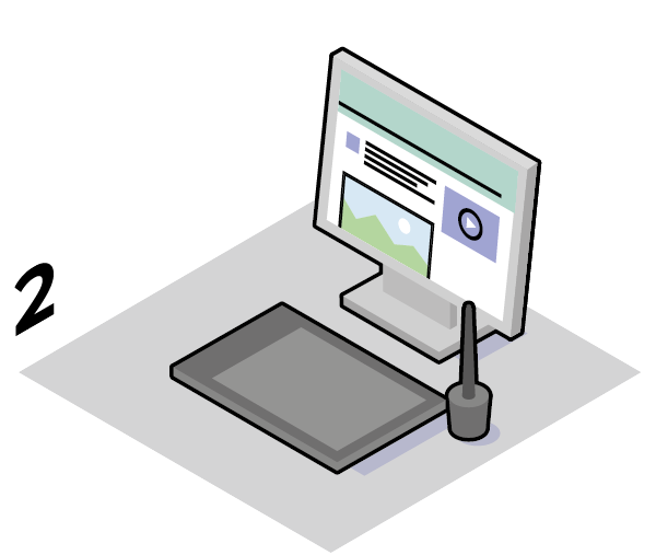 Vektor-Illustration isometrisch Monitor Grafiktablett
