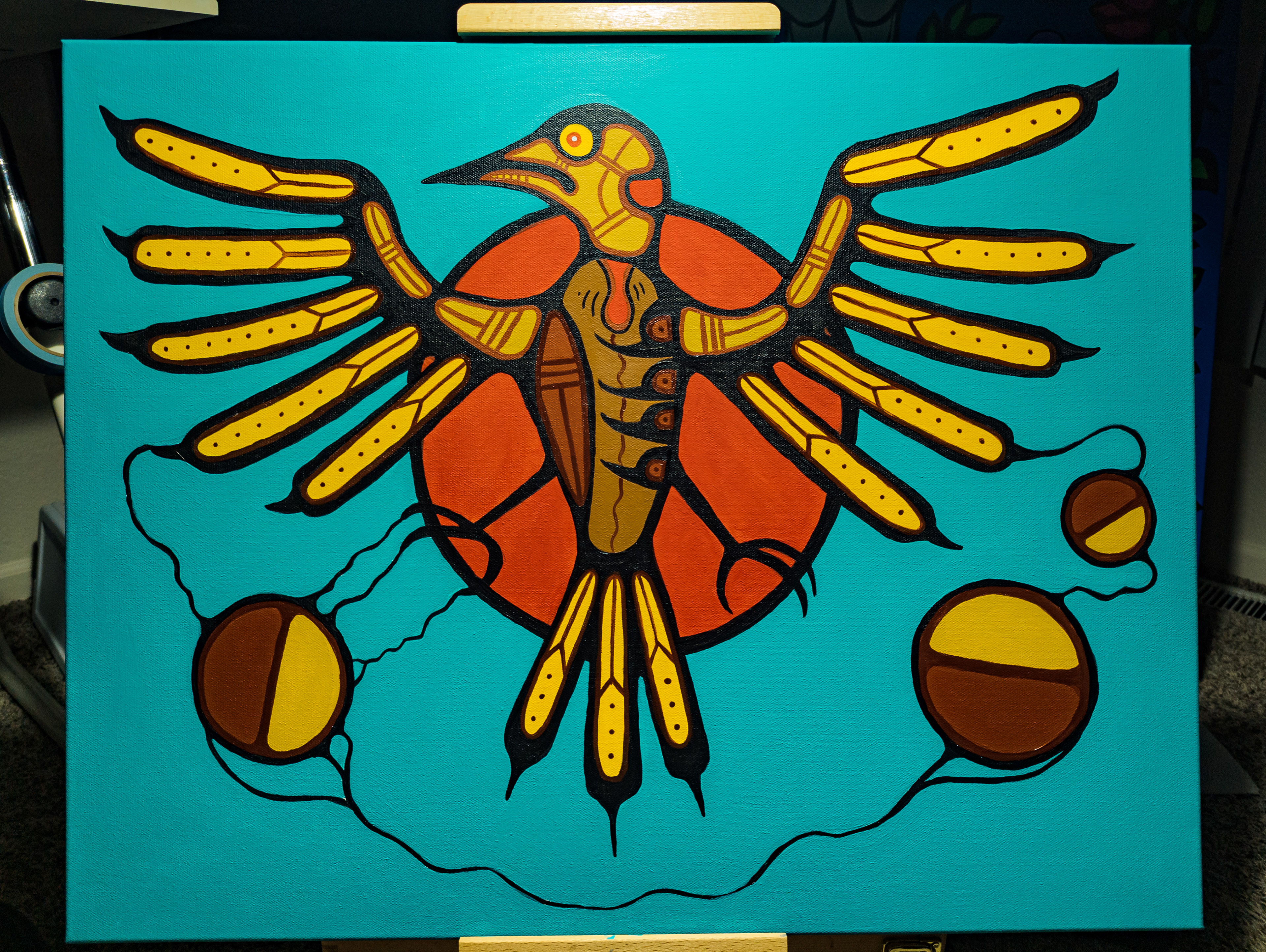 Spirit-Bird Medicine, acrylic on canvas 22 in x 28 in 2023.