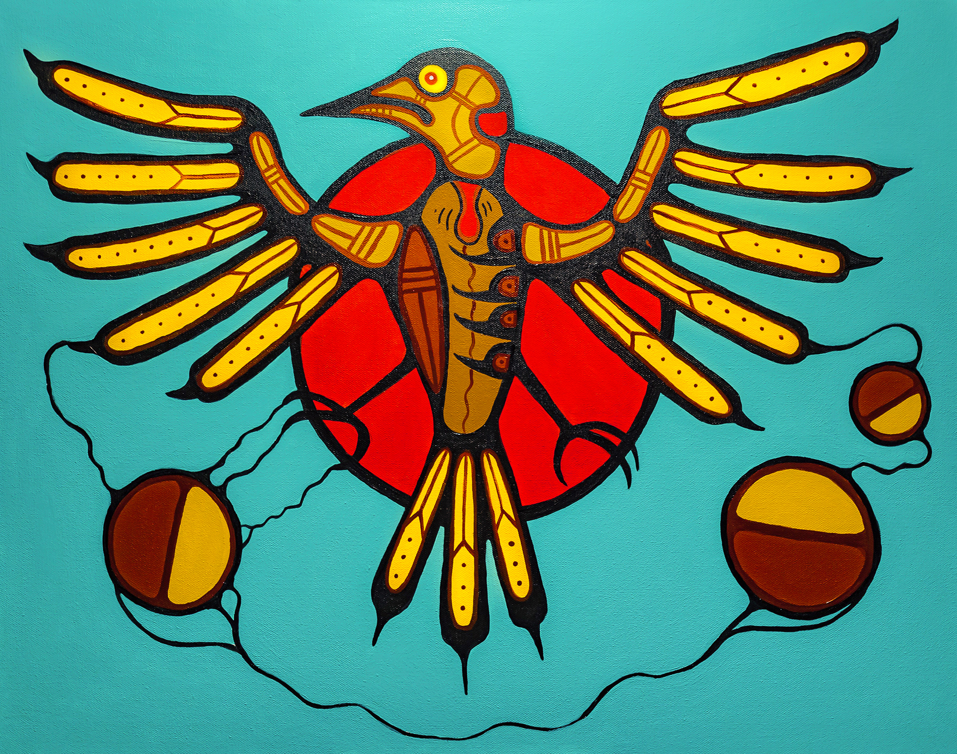 Spiritbird Medicine, acrylic on canvas 22 in by 28 in