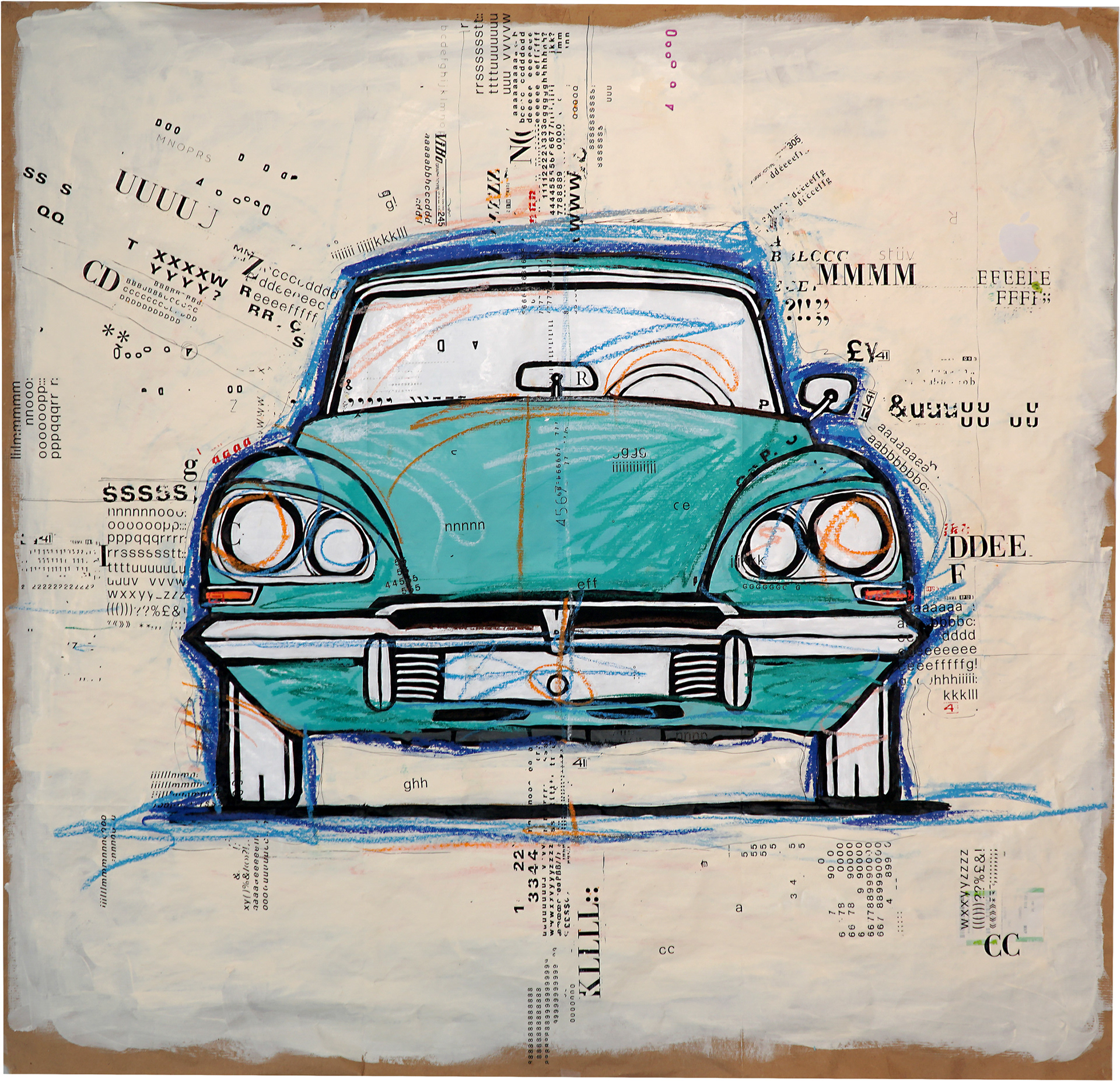 “Citroën DS” Acrylic color, dry-transfer lettering on wrapping paper 100x100 cm - 2020