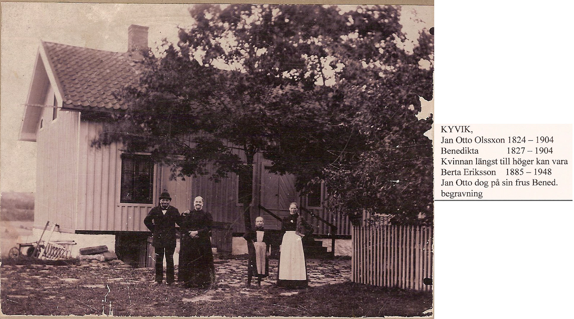 Kyvik 4 Rasmusgård. Fr.v. JanOtto Olsson 1824-1904. Hans fru Benedikta 1827-1904.