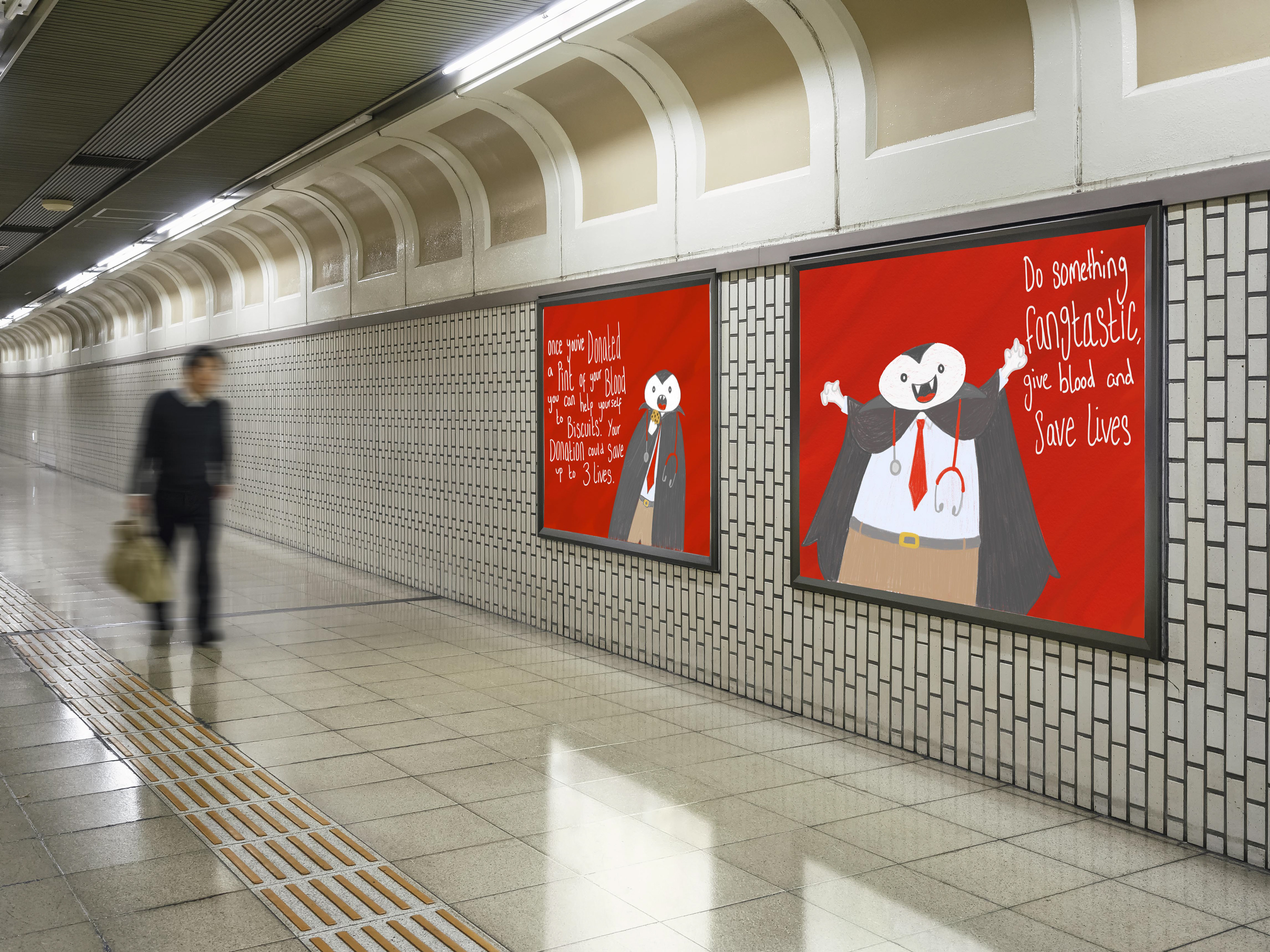 Image of two of the vampire GIFs shown as adverts on the underground. 