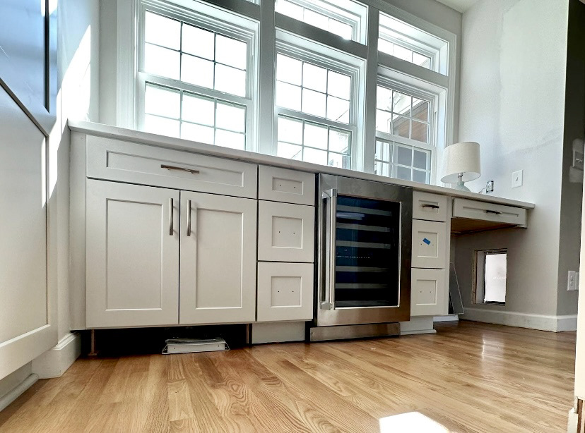 Wine bar with hidden dog door