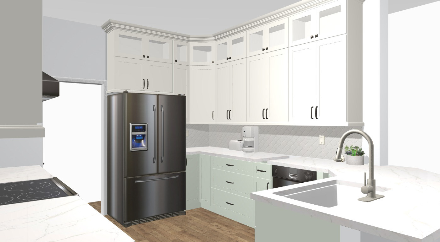 New design - peninsula top flush with countertop