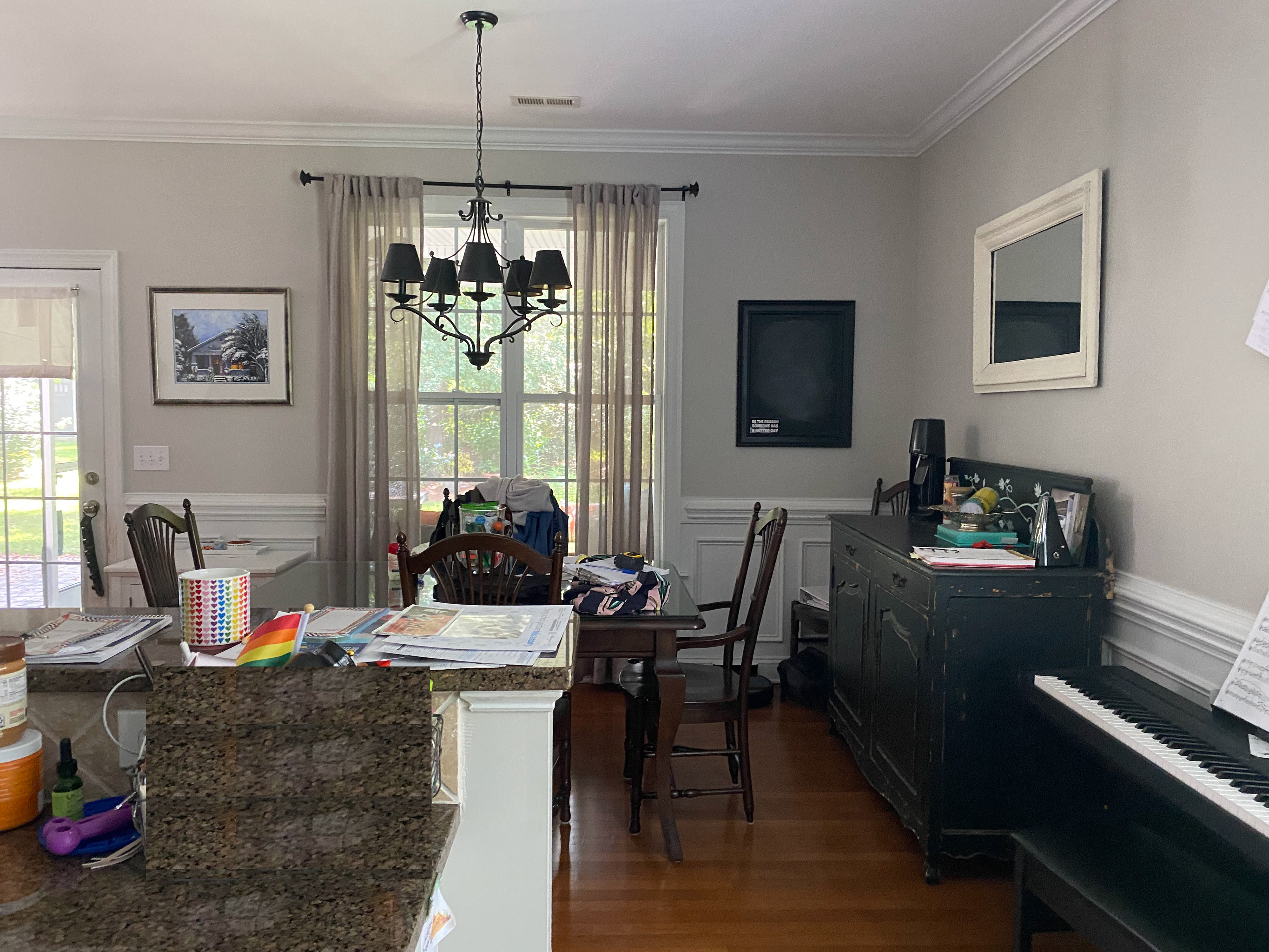 Current dining area transformed to new island / chef area