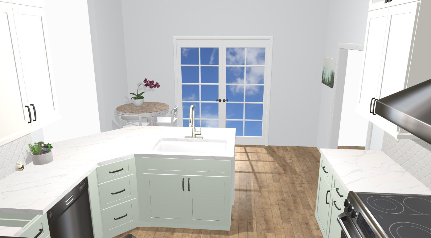Stacked glass cabinetry to ceiling