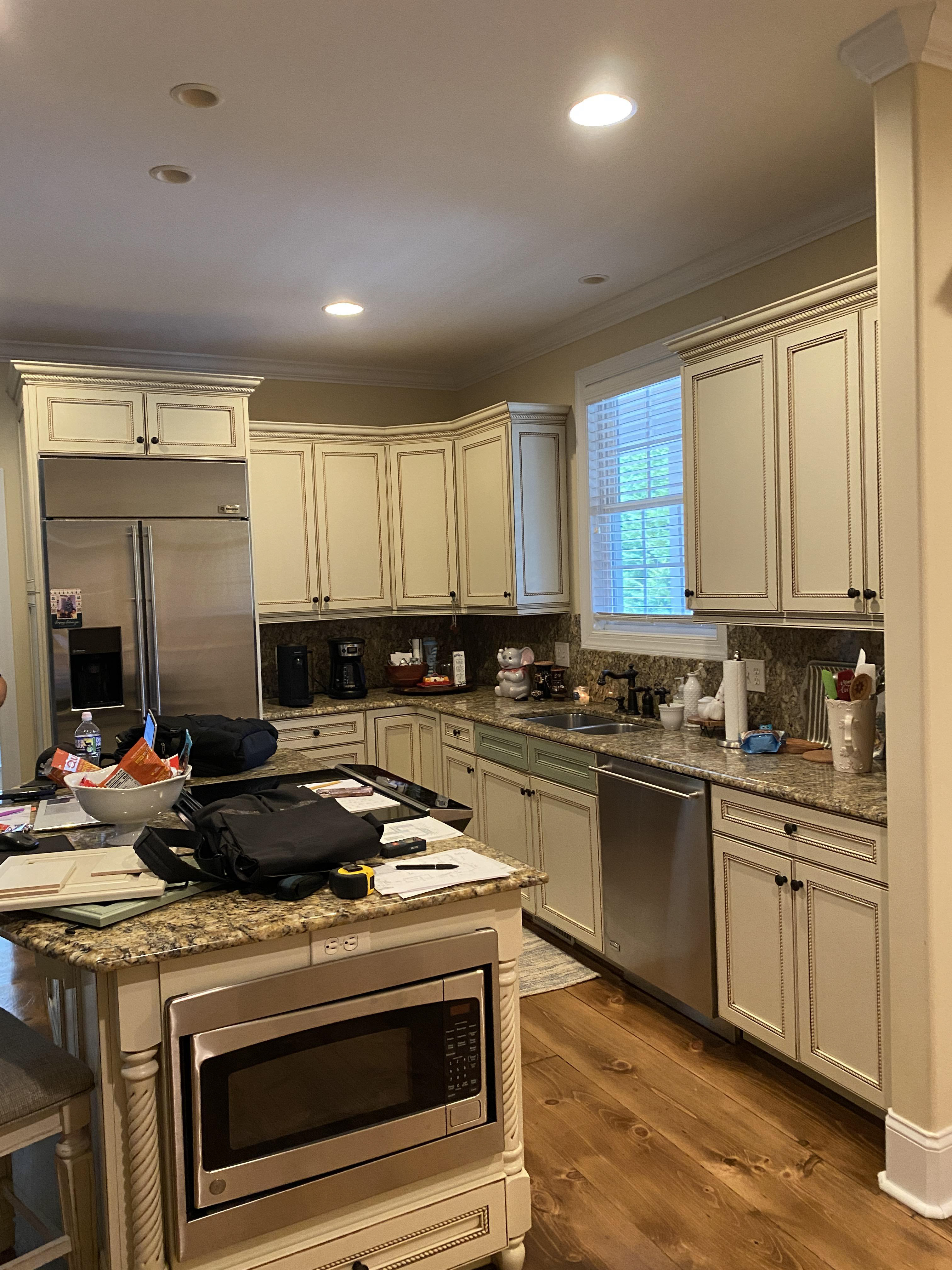 Before photo - island with range and m/w