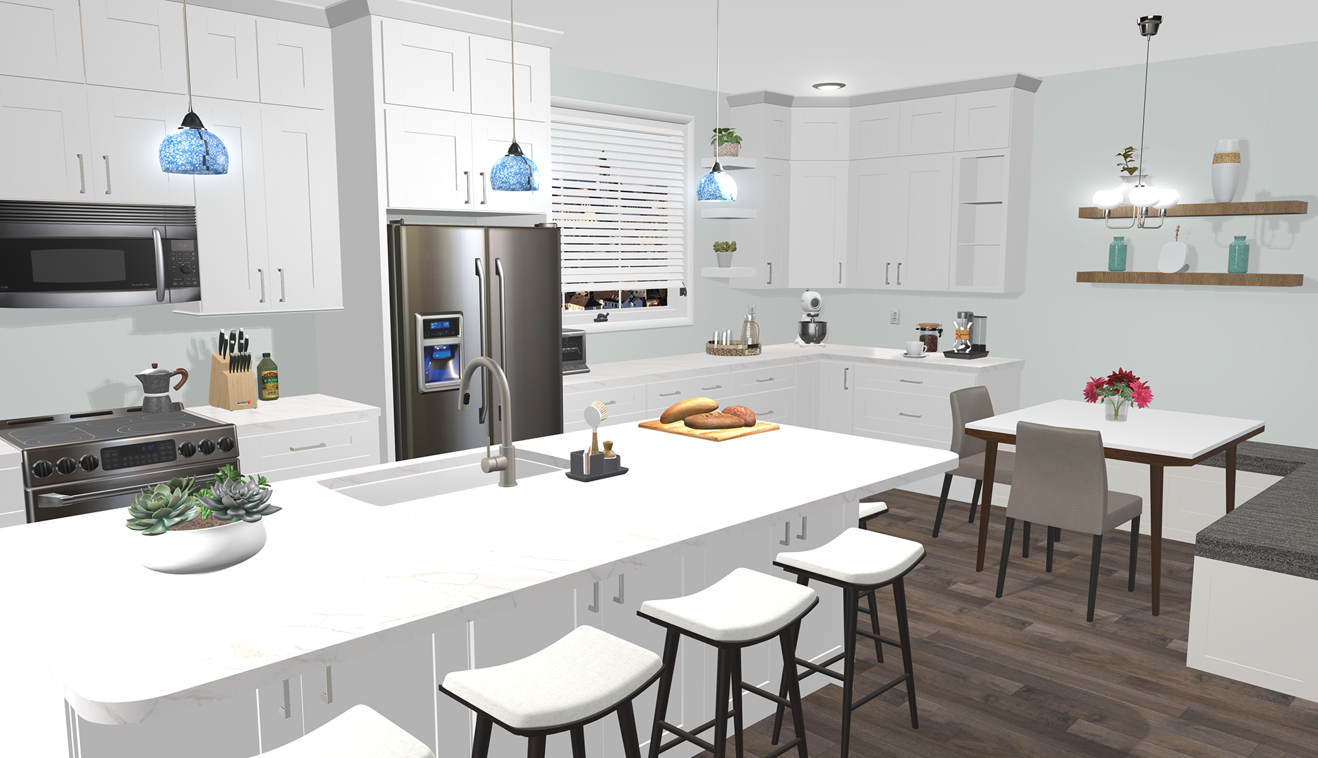 Add workstation Island and Coffee bar area
