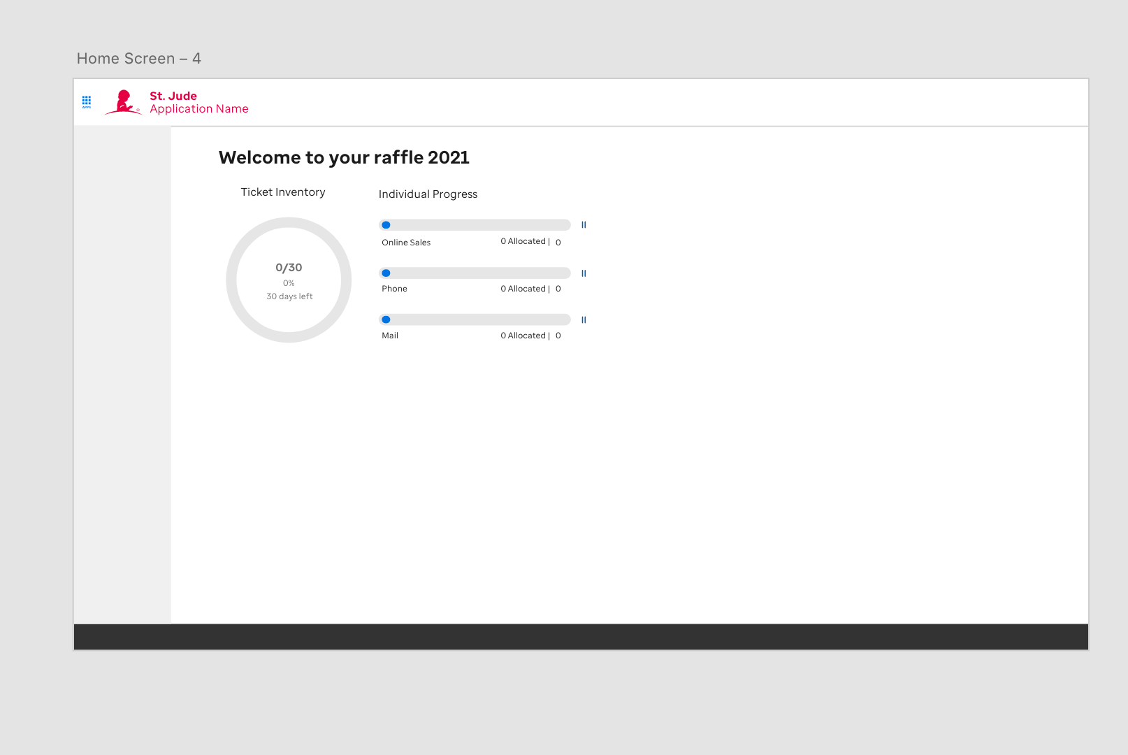 This was the user's home screen. As we develop I continue to add more things to this home dash board.